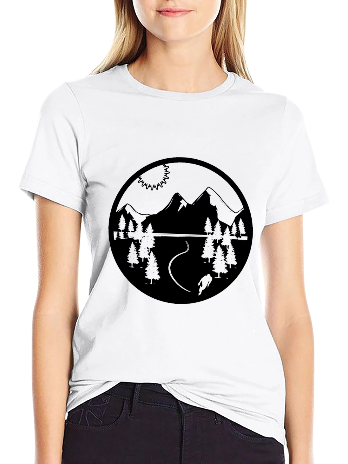 Mountain Biking Scene Black Graphic Tee