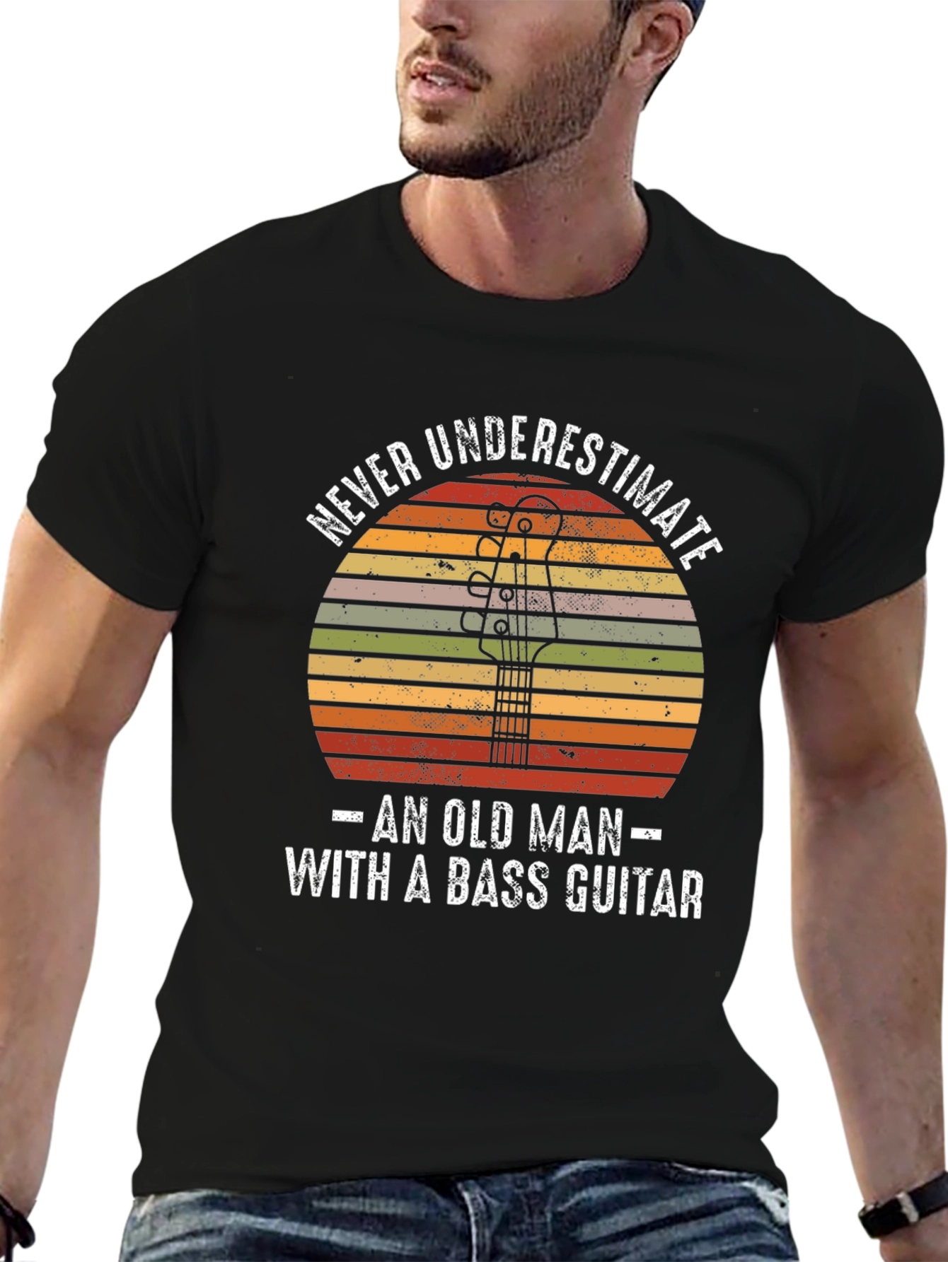Never Underestimate Bass Guitar Old Man T-Shirt
