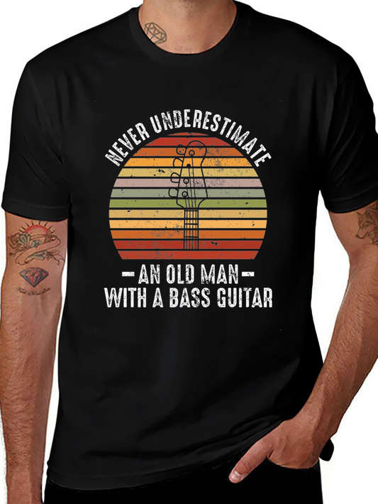 Never Underestimate Bass Guitar Old Man T-Shirt