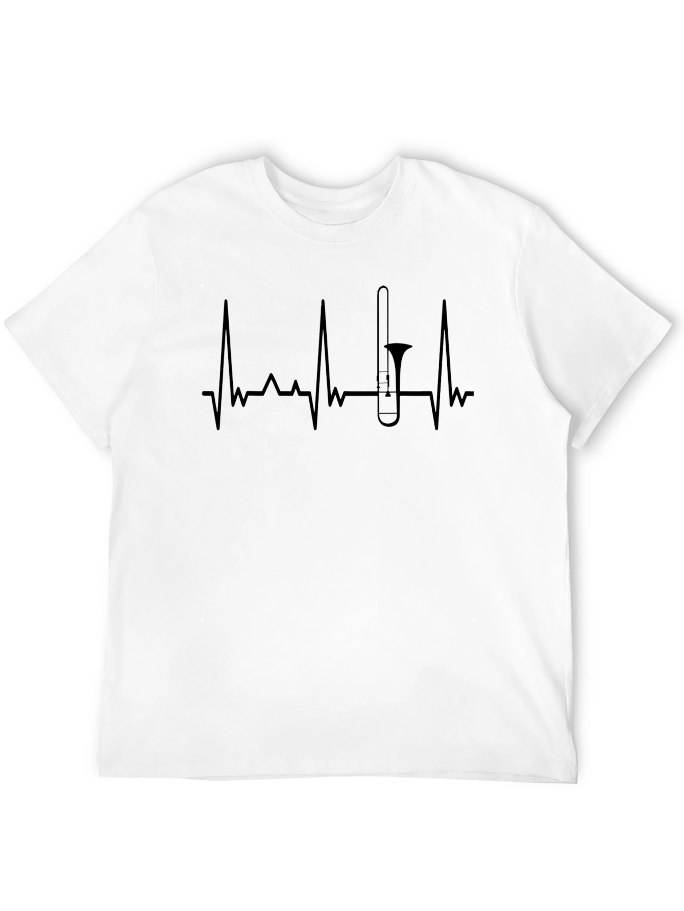 Trombone Heartbeat Graphic Tee - Musicians Black T-Shirt
