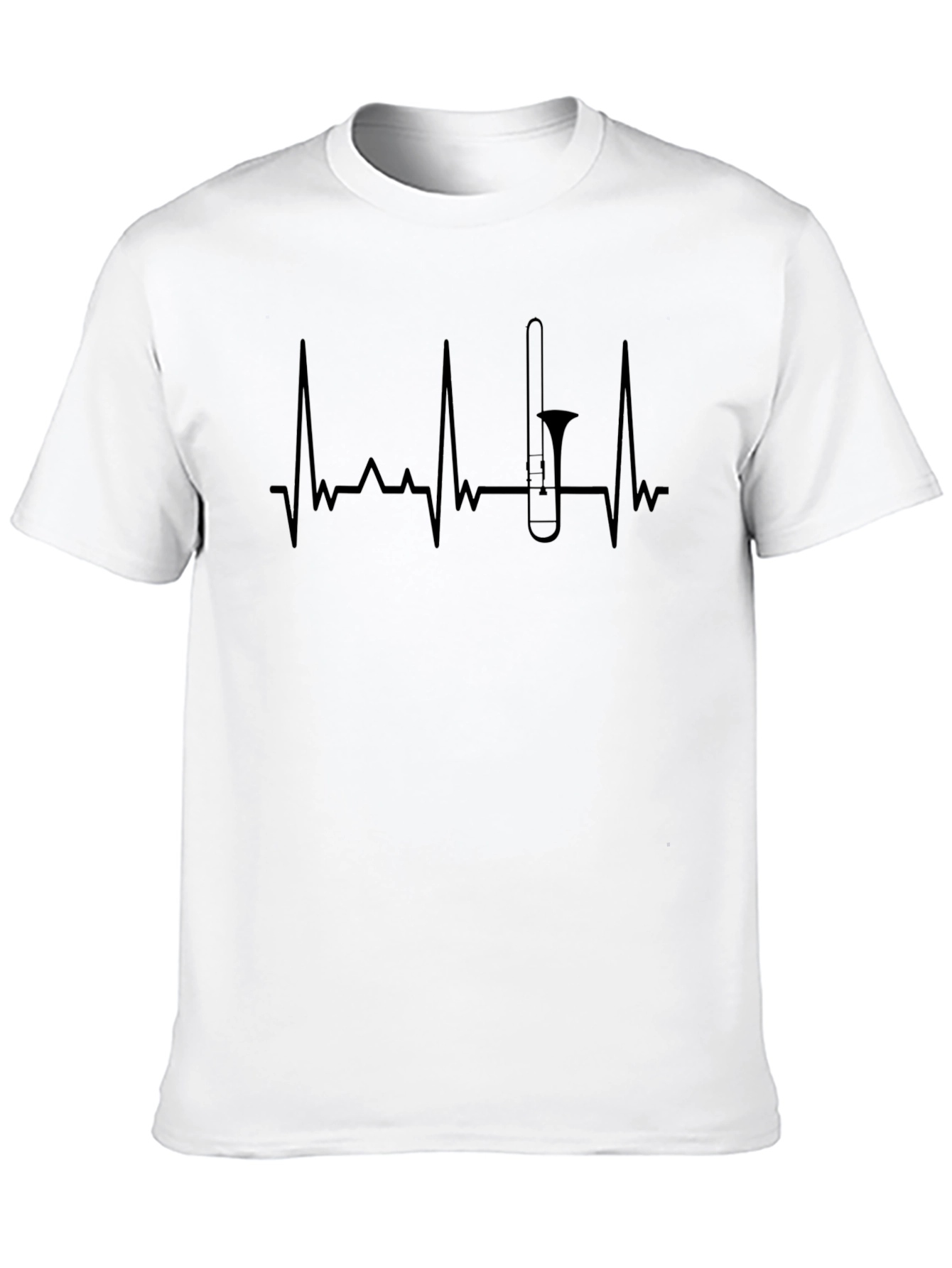 Trombone Heartbeat Graphic Tee - Musicians Black T-Shirt