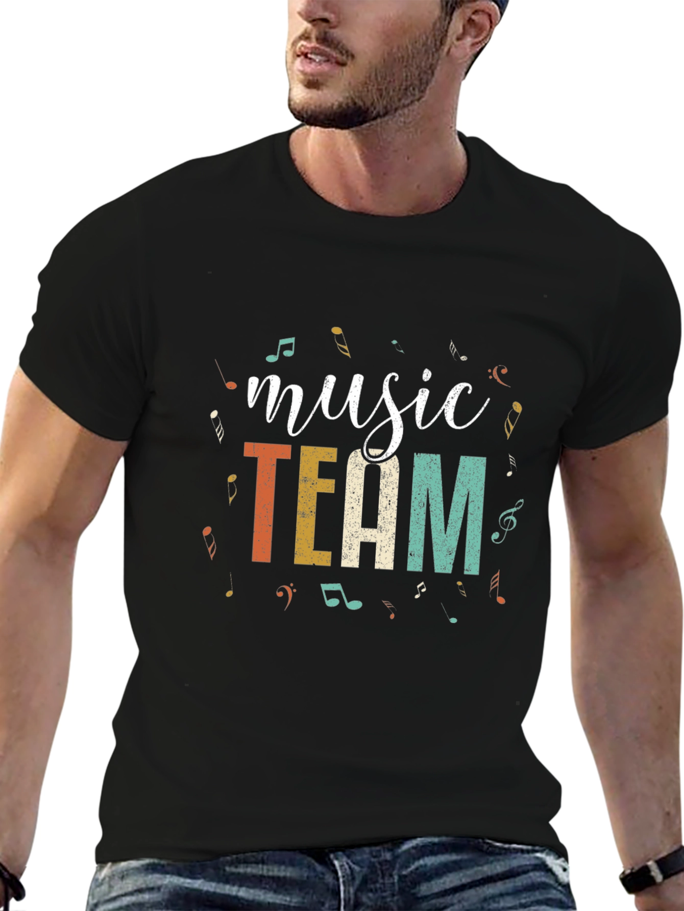 Music Team T-Shirt - Black Cotton Blend Tee