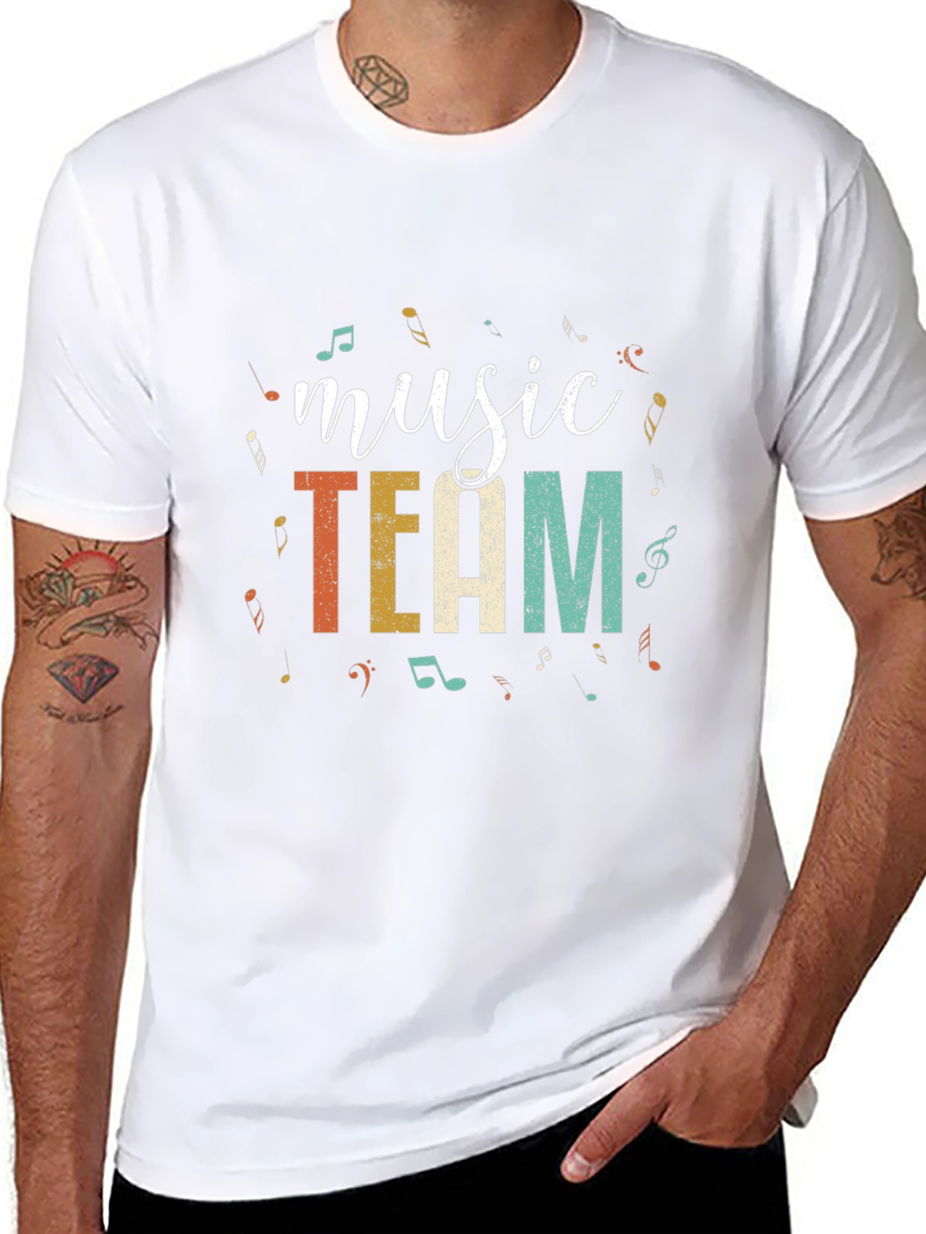 Music Team T-Shirt - Black Cotton Blend Tee
