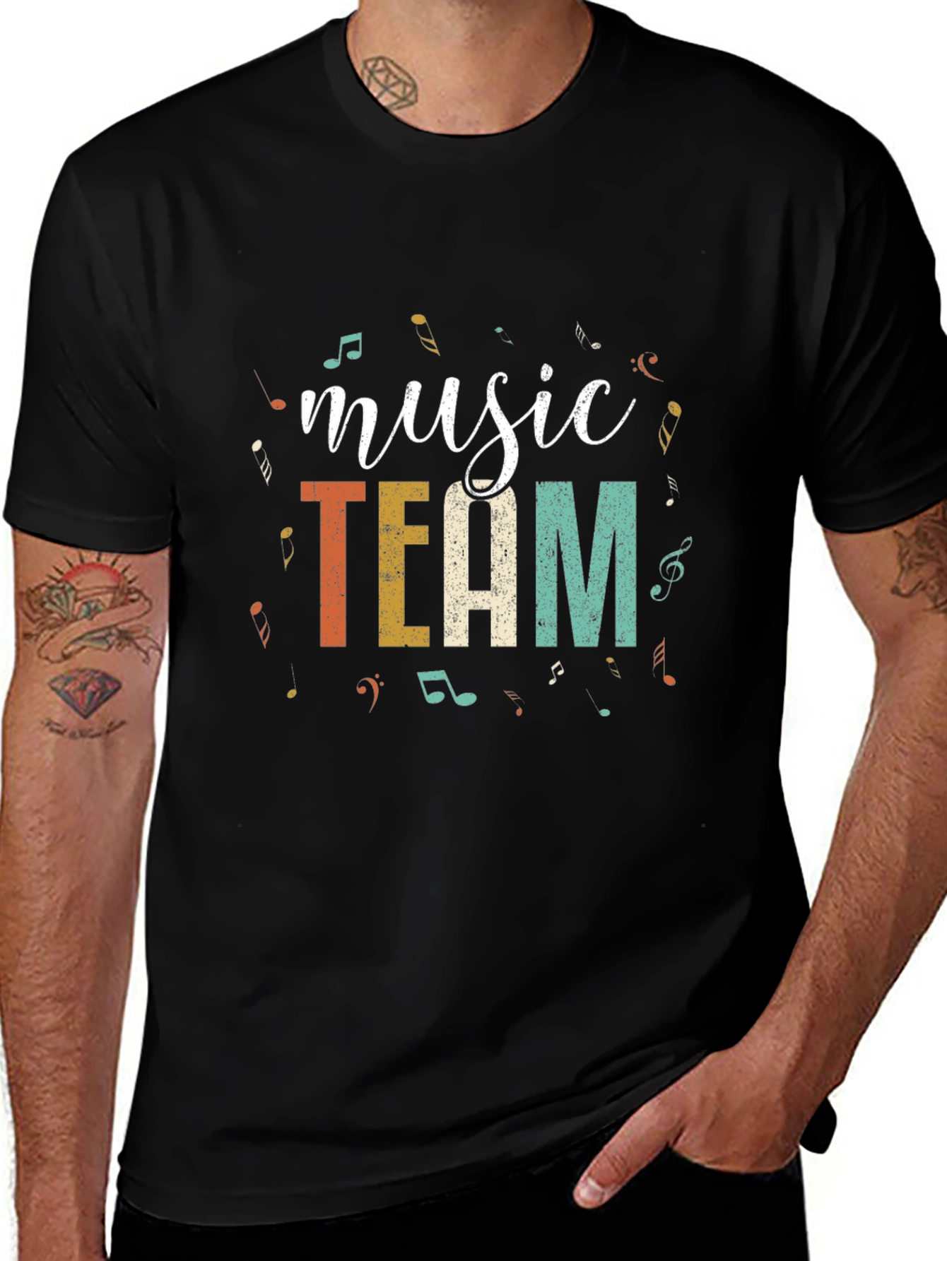 Music Team T-Shirt - Black Cotton Blend Tee