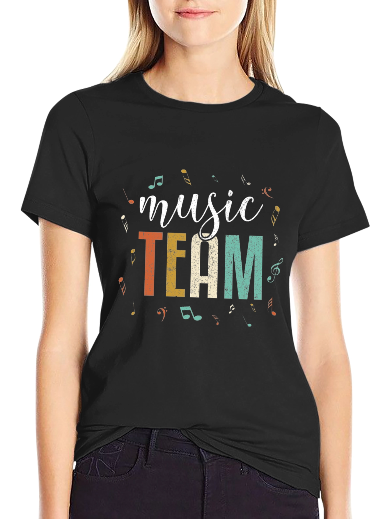Music Team T-Shirt - Black Cotton Blend Tee