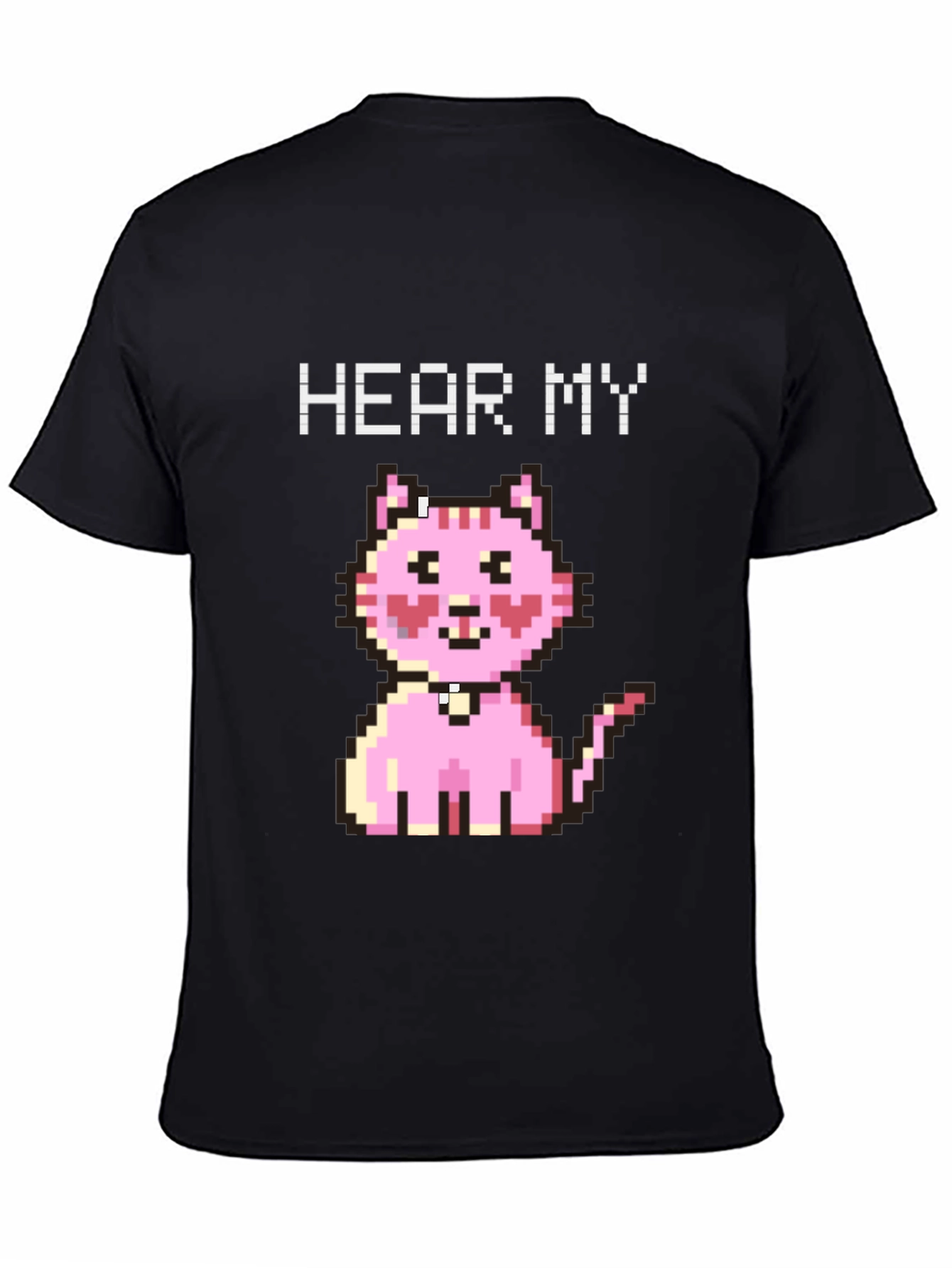 Hear My Pixel Kitty Black T-Shirt