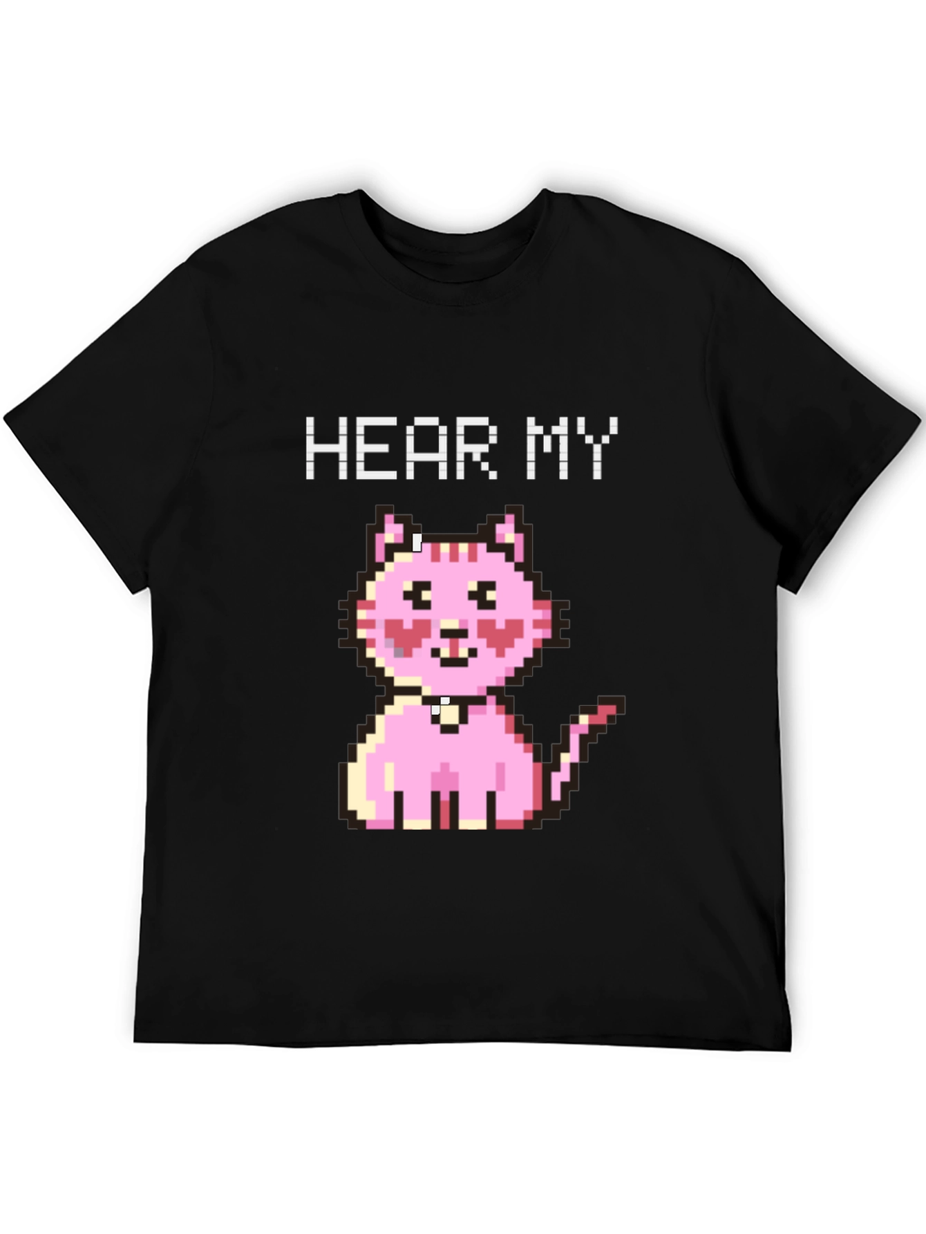 Hear My Pixel Kitty Black T-Shirt