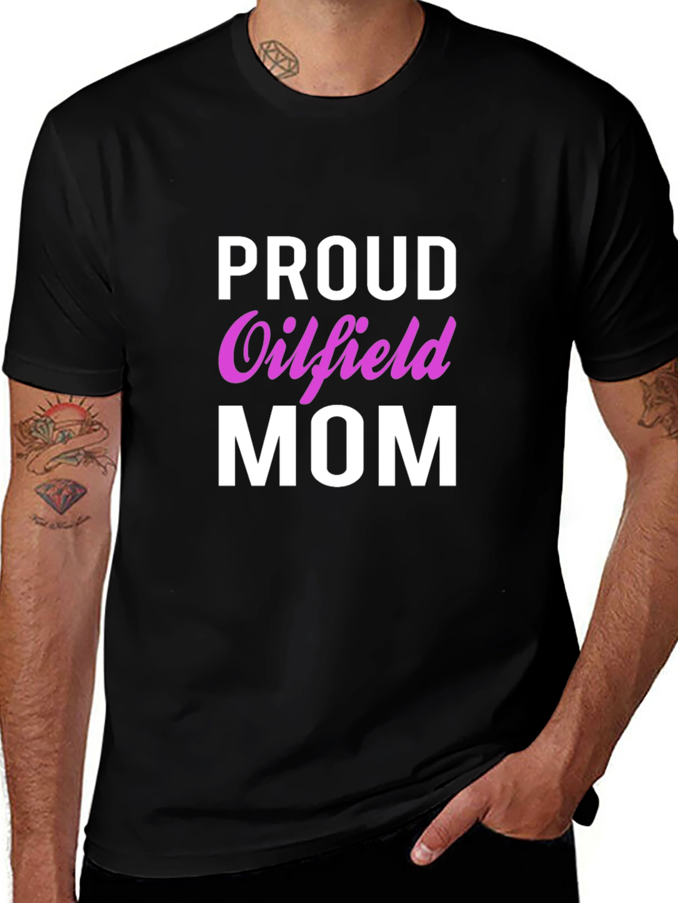 Proud Oilfield Mom T-Shirt - Black Crew Neck