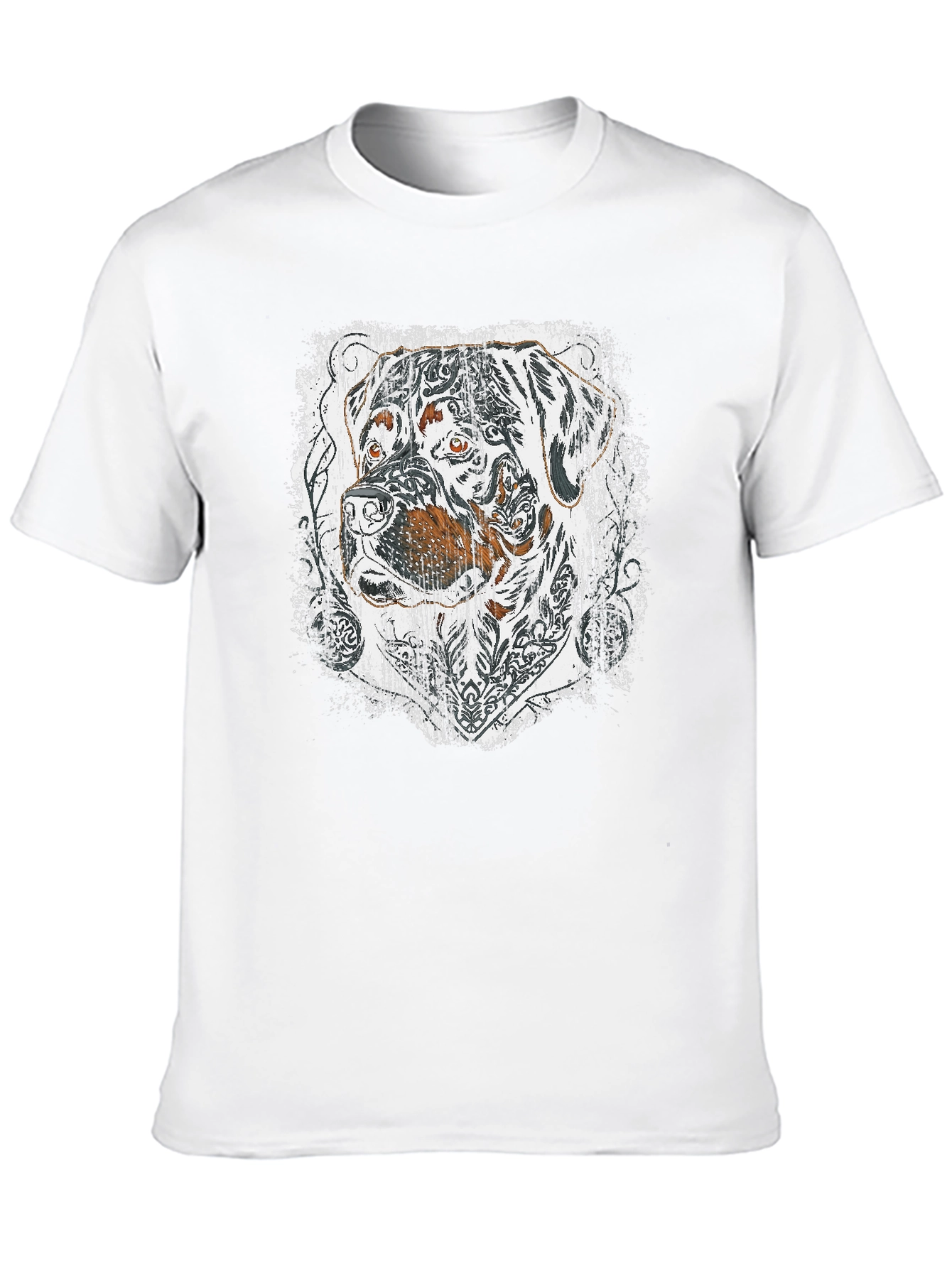 Rottweiler Tattoo Print Black T-Shirt