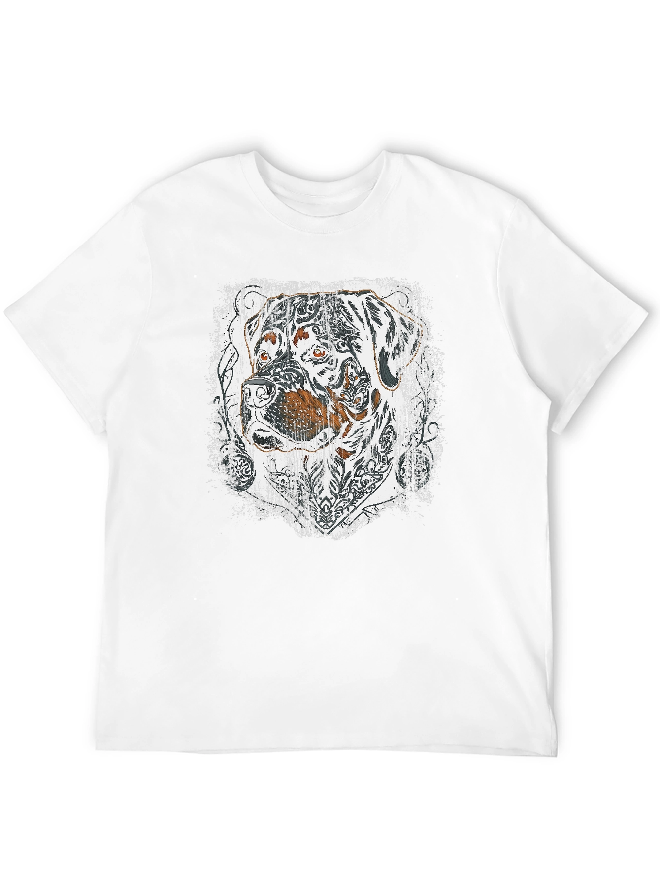 Rottweiler Tattoo Print Black T-Shirt