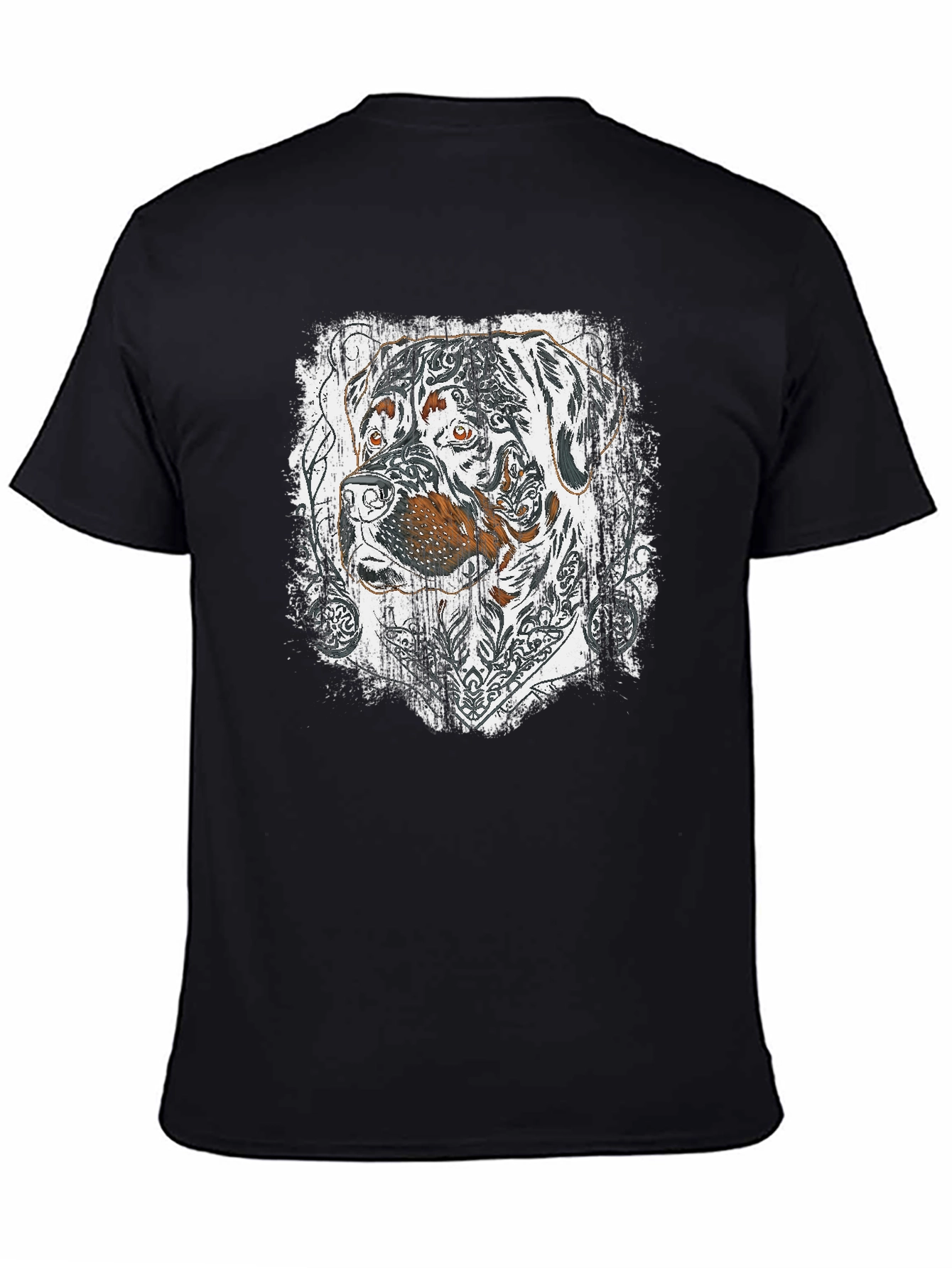 Rottweiler Tattoo Print Black T-Shirt