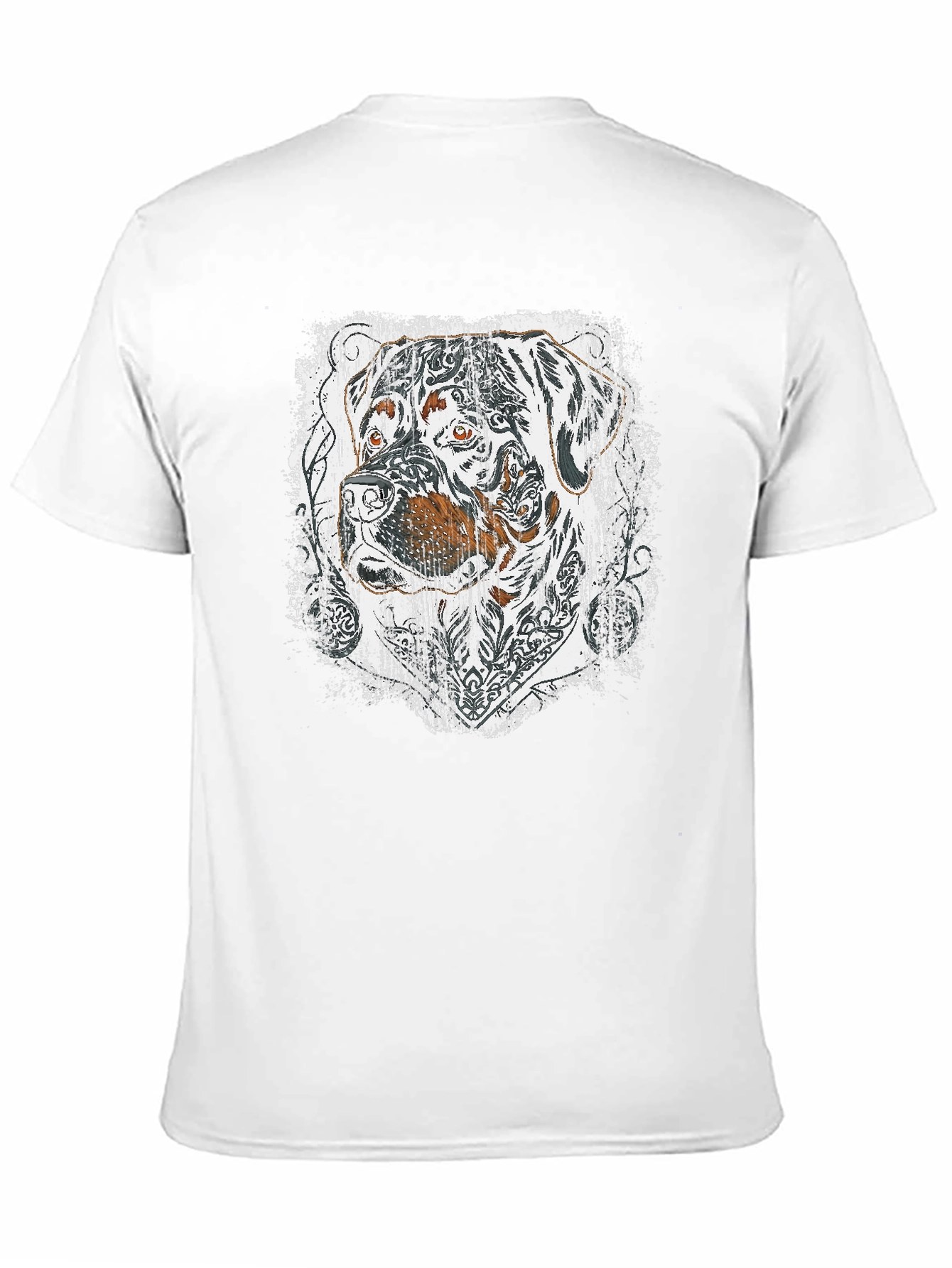 Rottweiler Tattoo Print Black T-Shirt