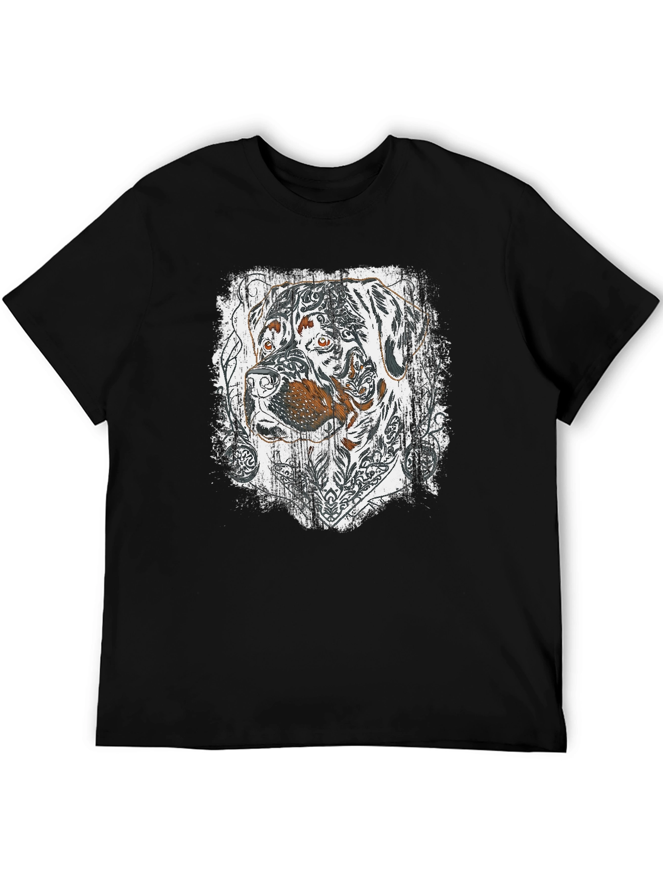 Rottweiler Tattoo Print Black T-Shirt