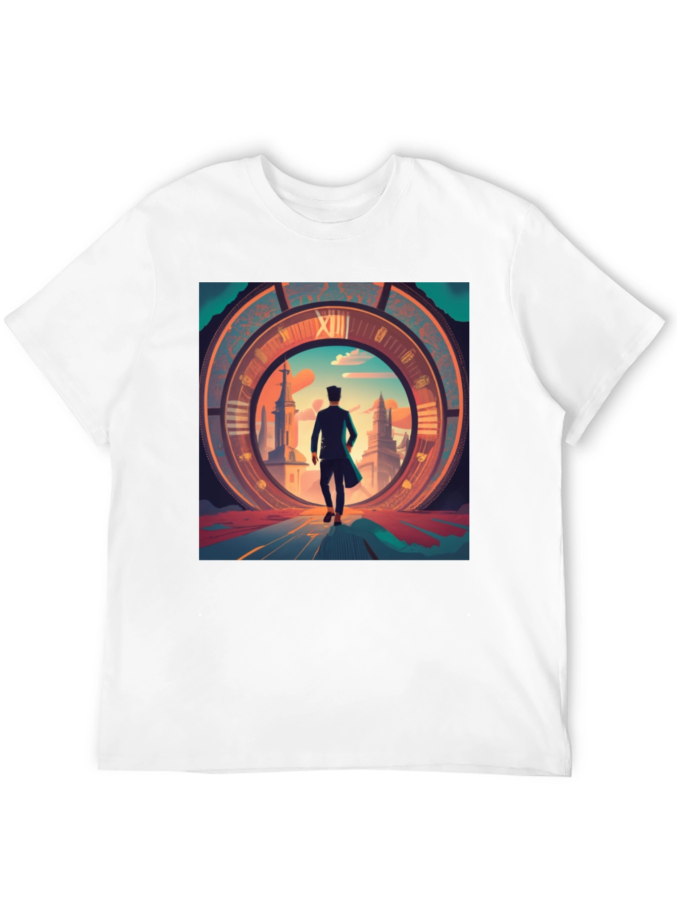 Time Traveler Graphic Tee - Black Cotton Blend Shirt