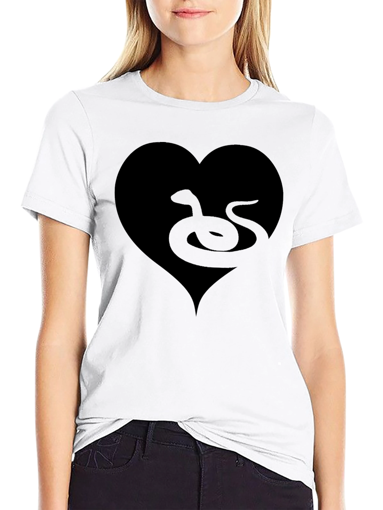 Heart Snake Graphic Tee - Black
