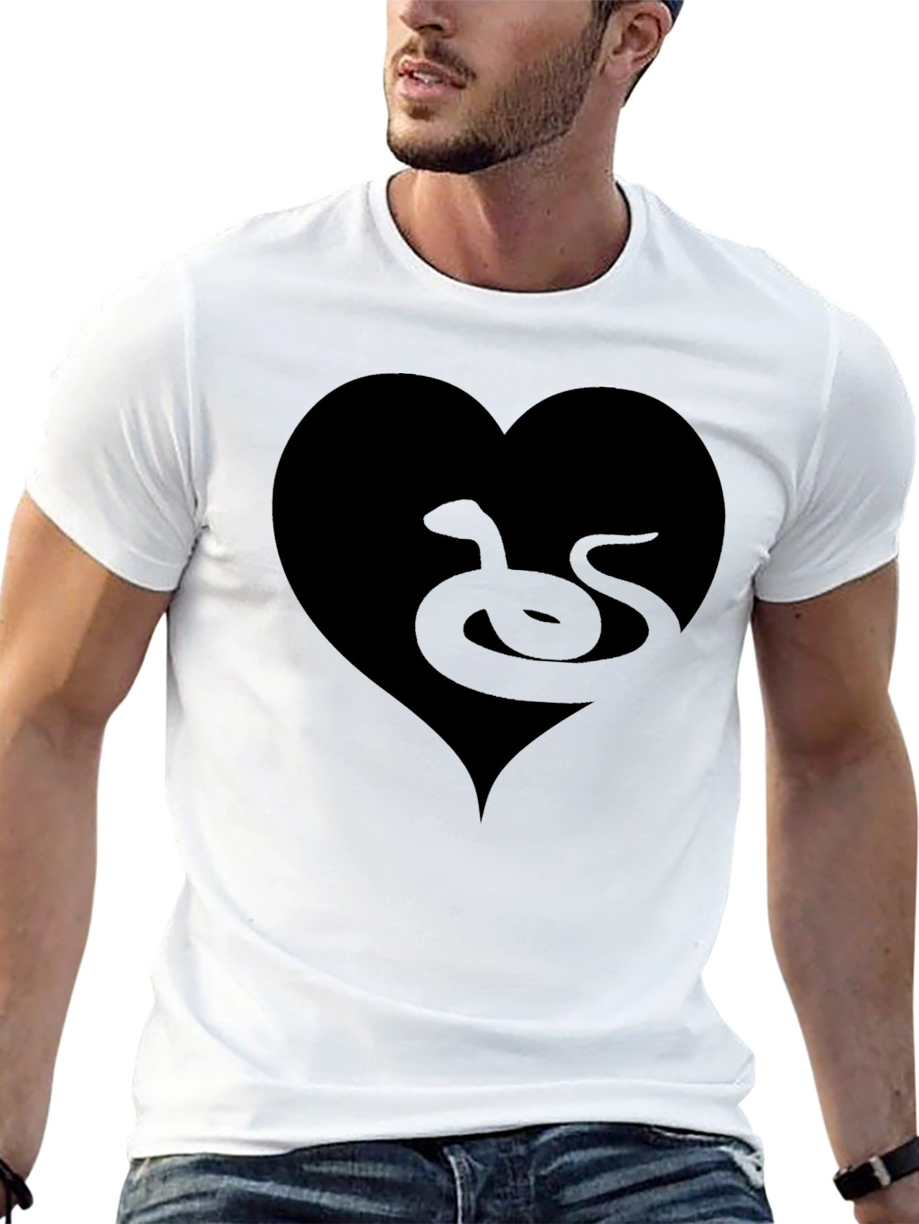 Heart Snake Graphic Tee - Black