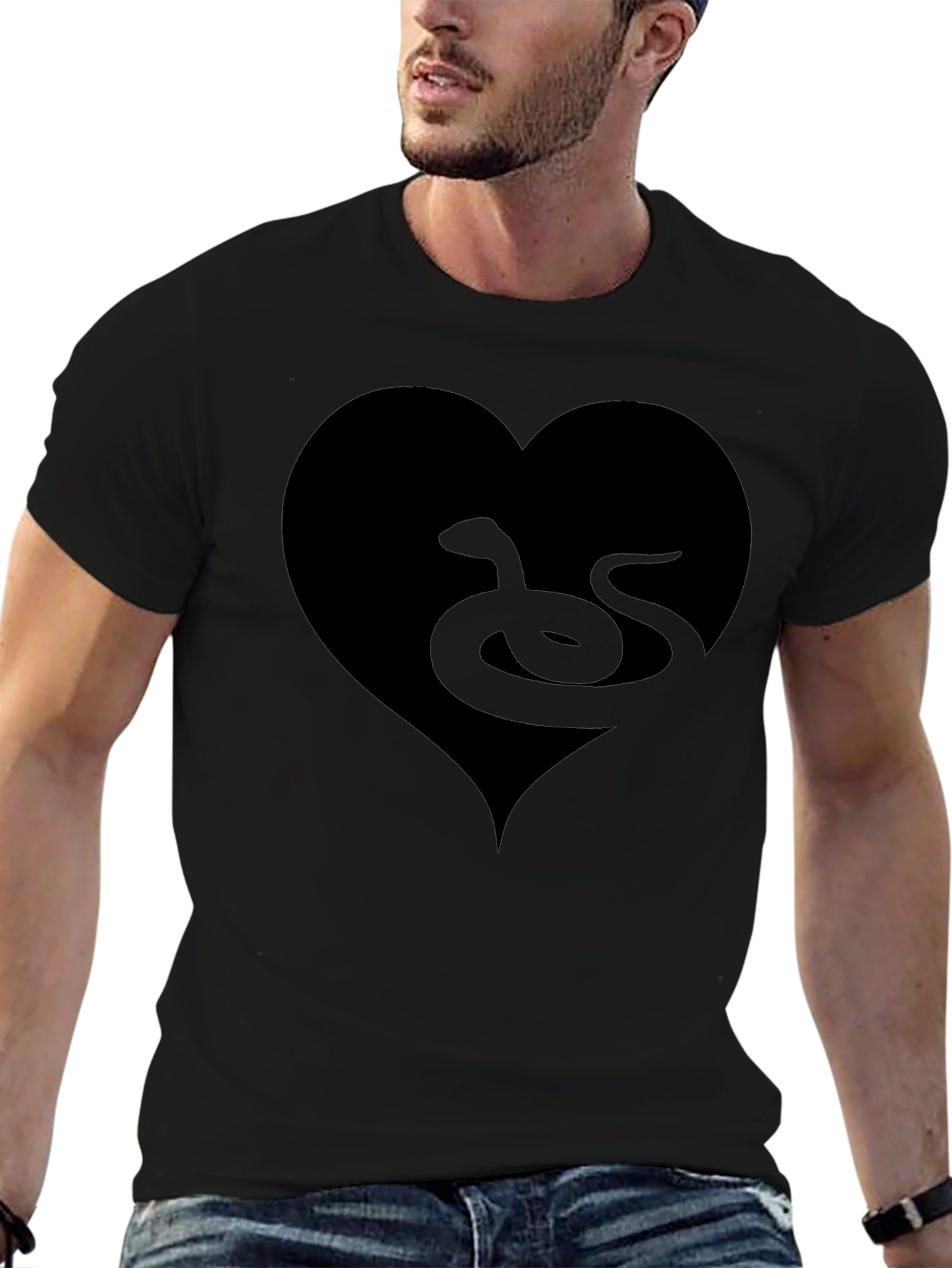 Heart Snake Graphic Tee - Black