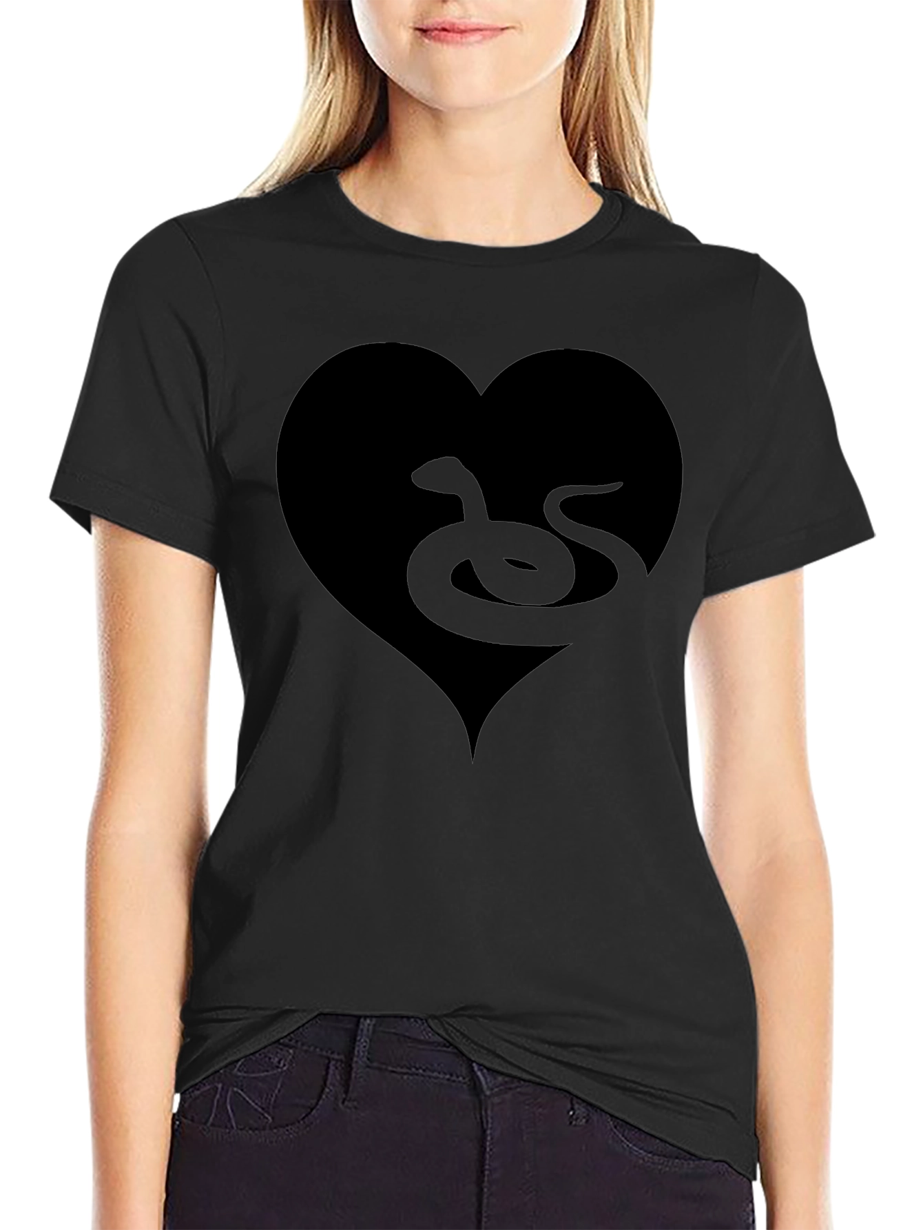 Heart Snake Graphic Tee - Black
