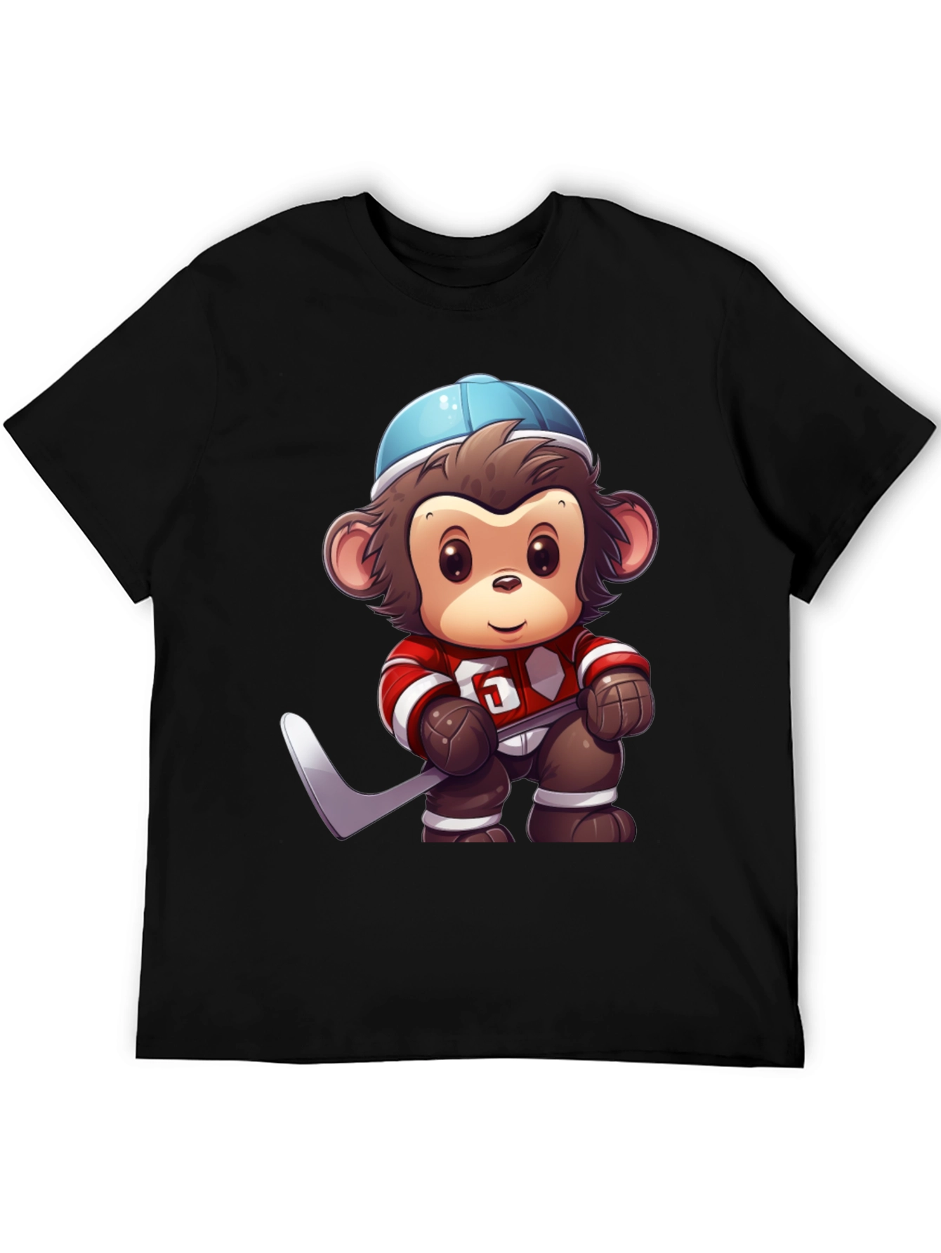 Monkey Hockey Player Graphic T-Shirt