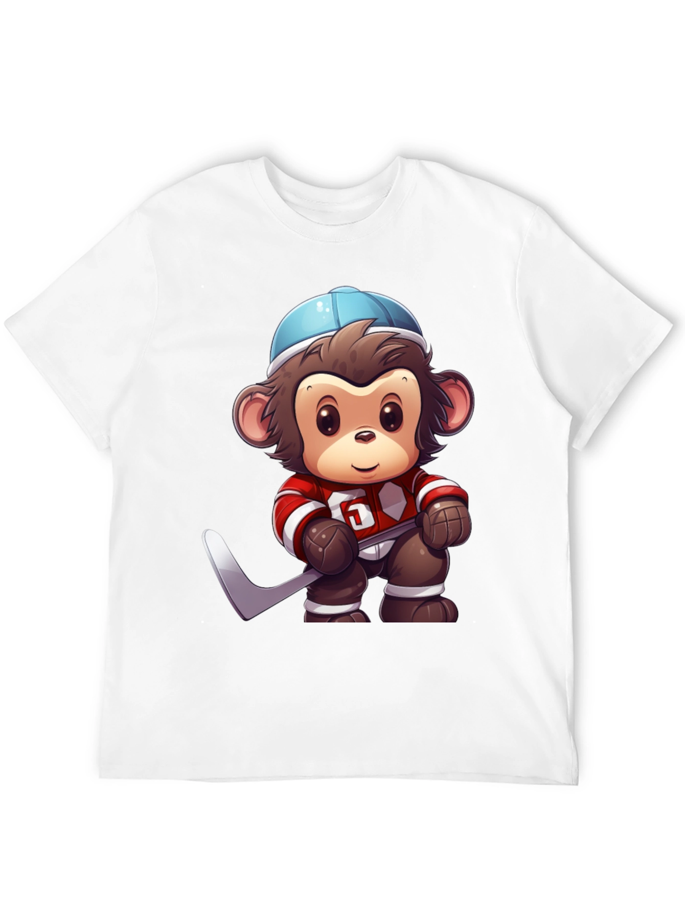 Monkey Hockey Player Graphic T-Shirt
