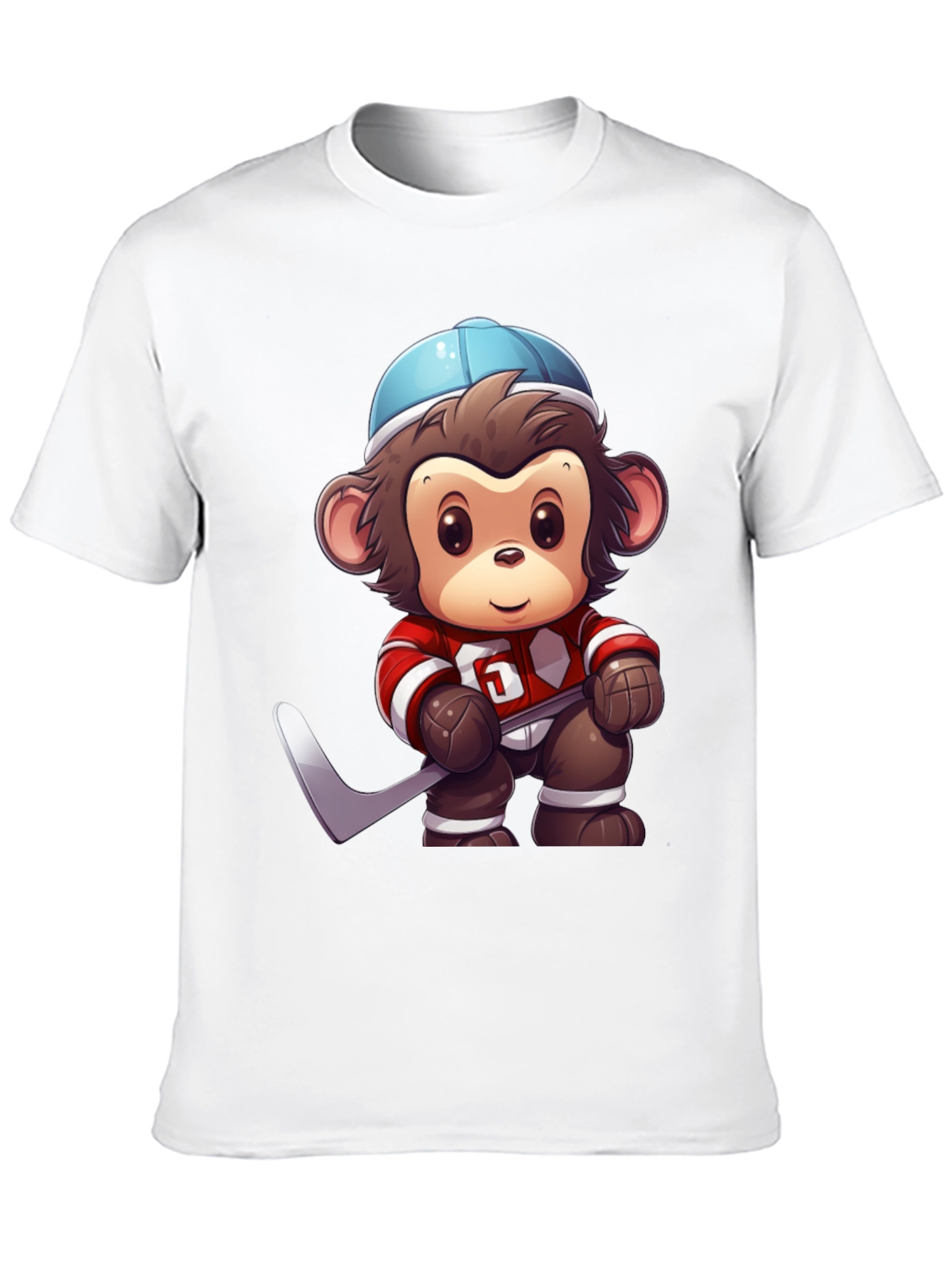 Monkey Hockey Player Graphic T-Shirt