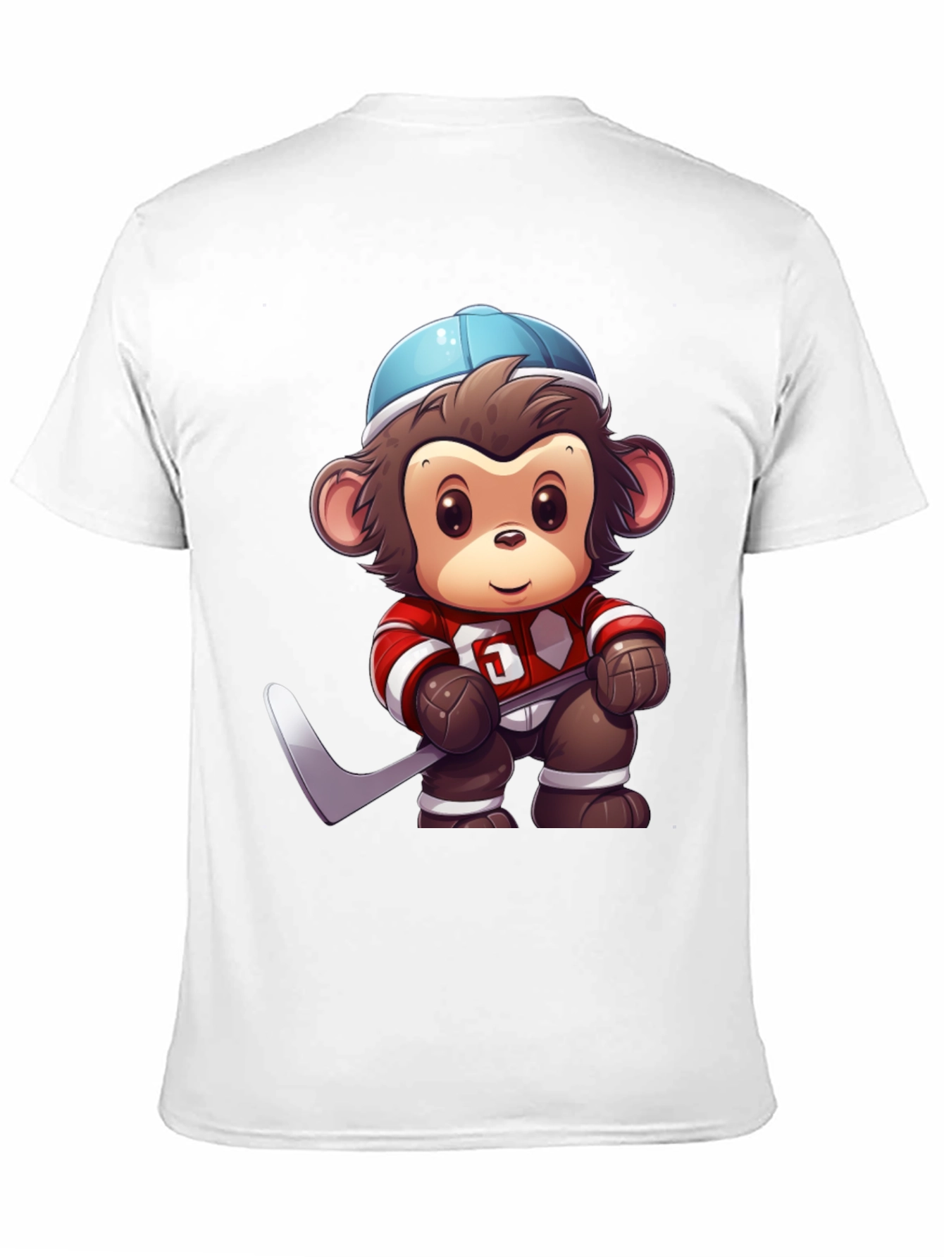 Monkey Hockey Player Graphic T-Shirt