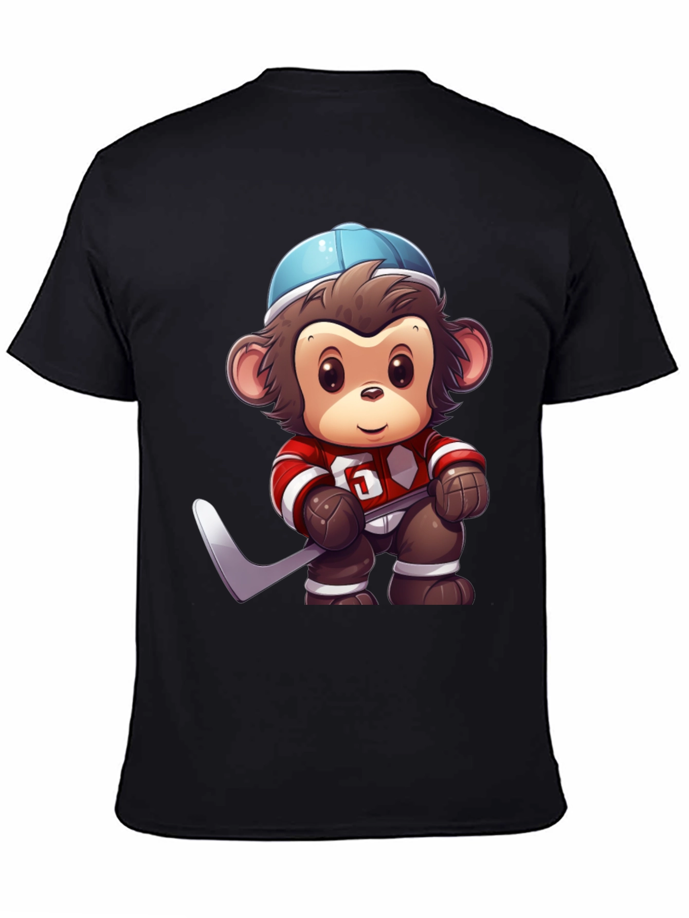 Monkey Hockey Player Graphic T-Shirt