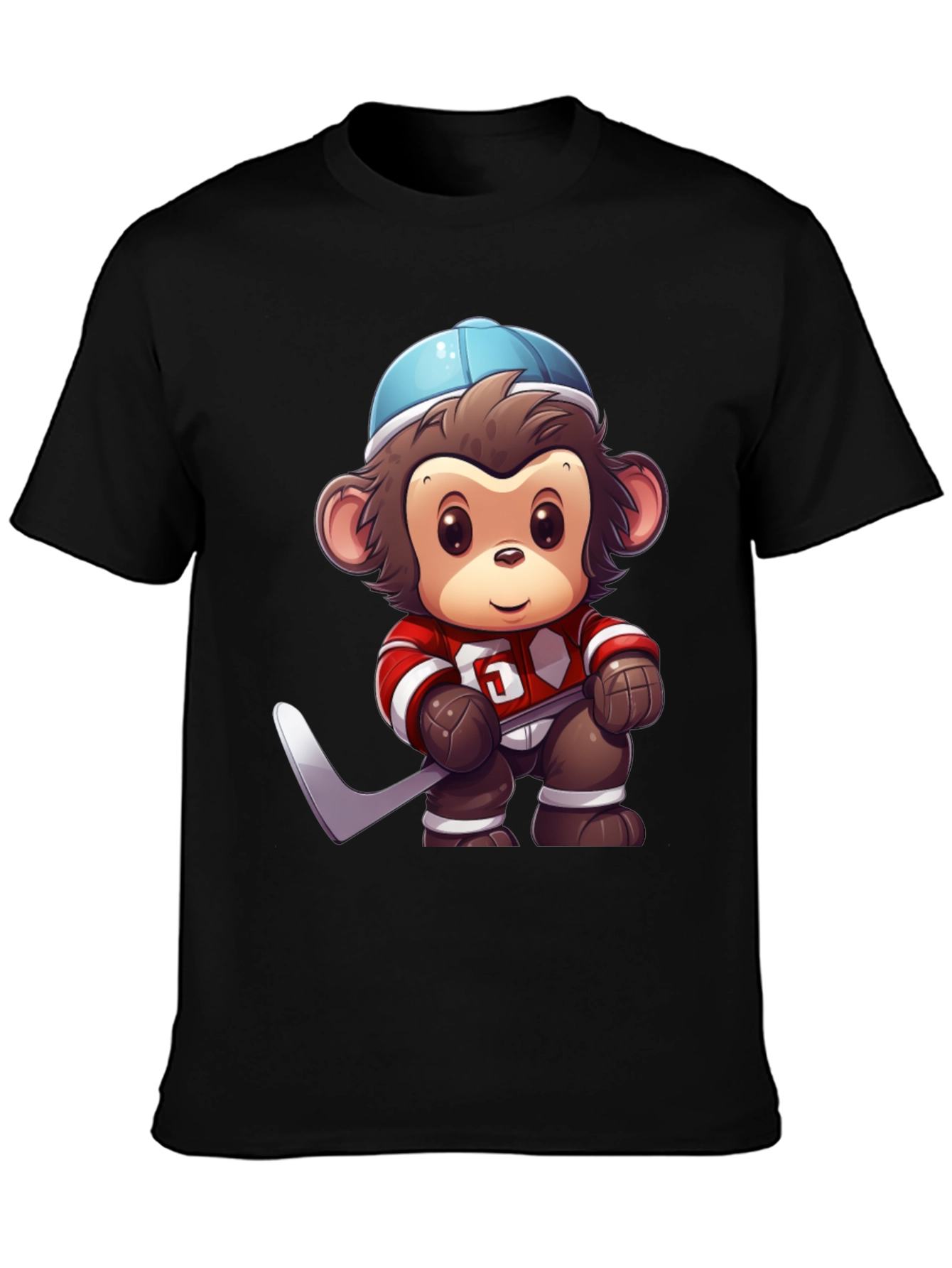 Monkey Hockey Player Graphic T-Shirt