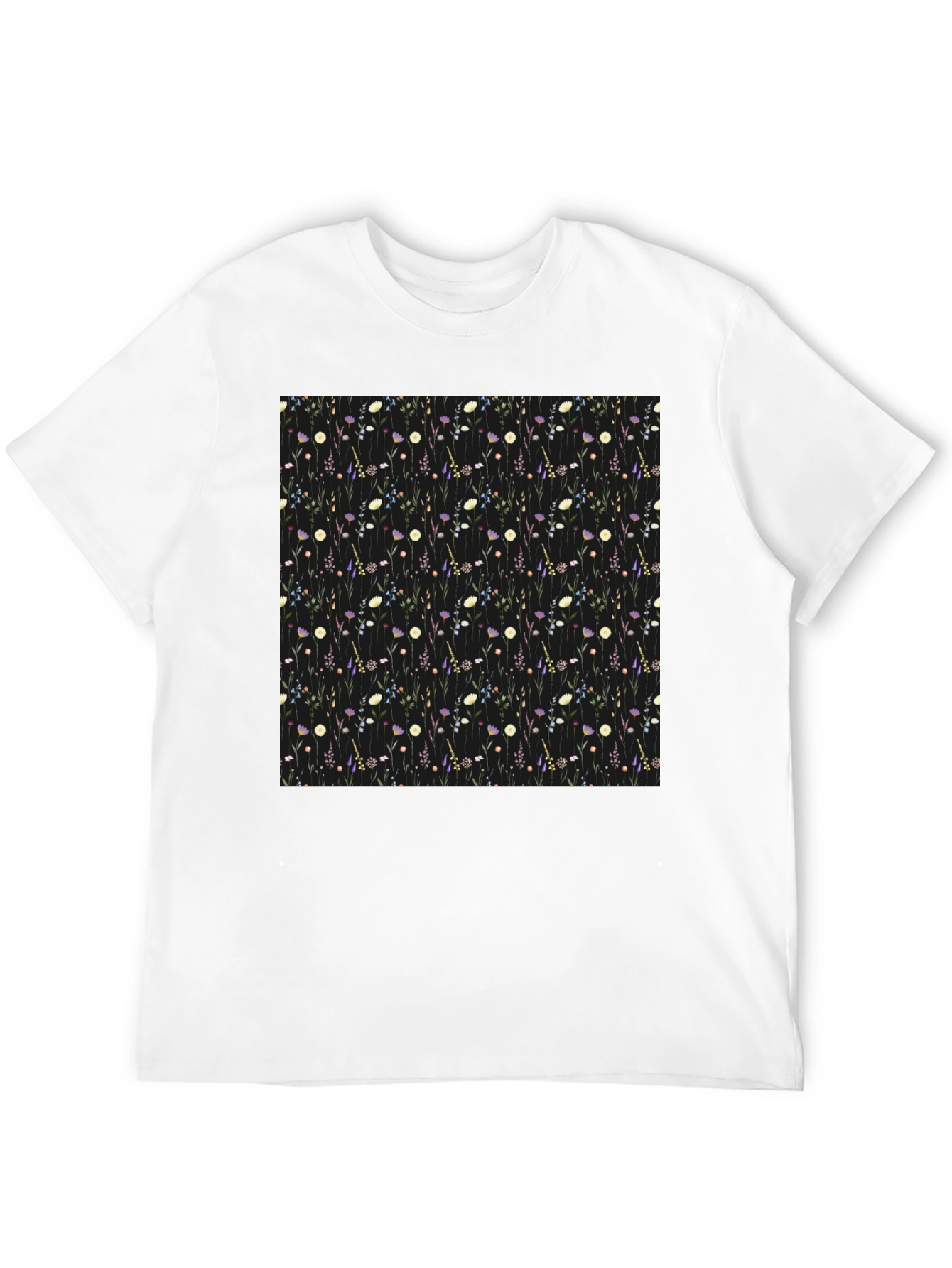 Floral Patterned Black T-Shirt