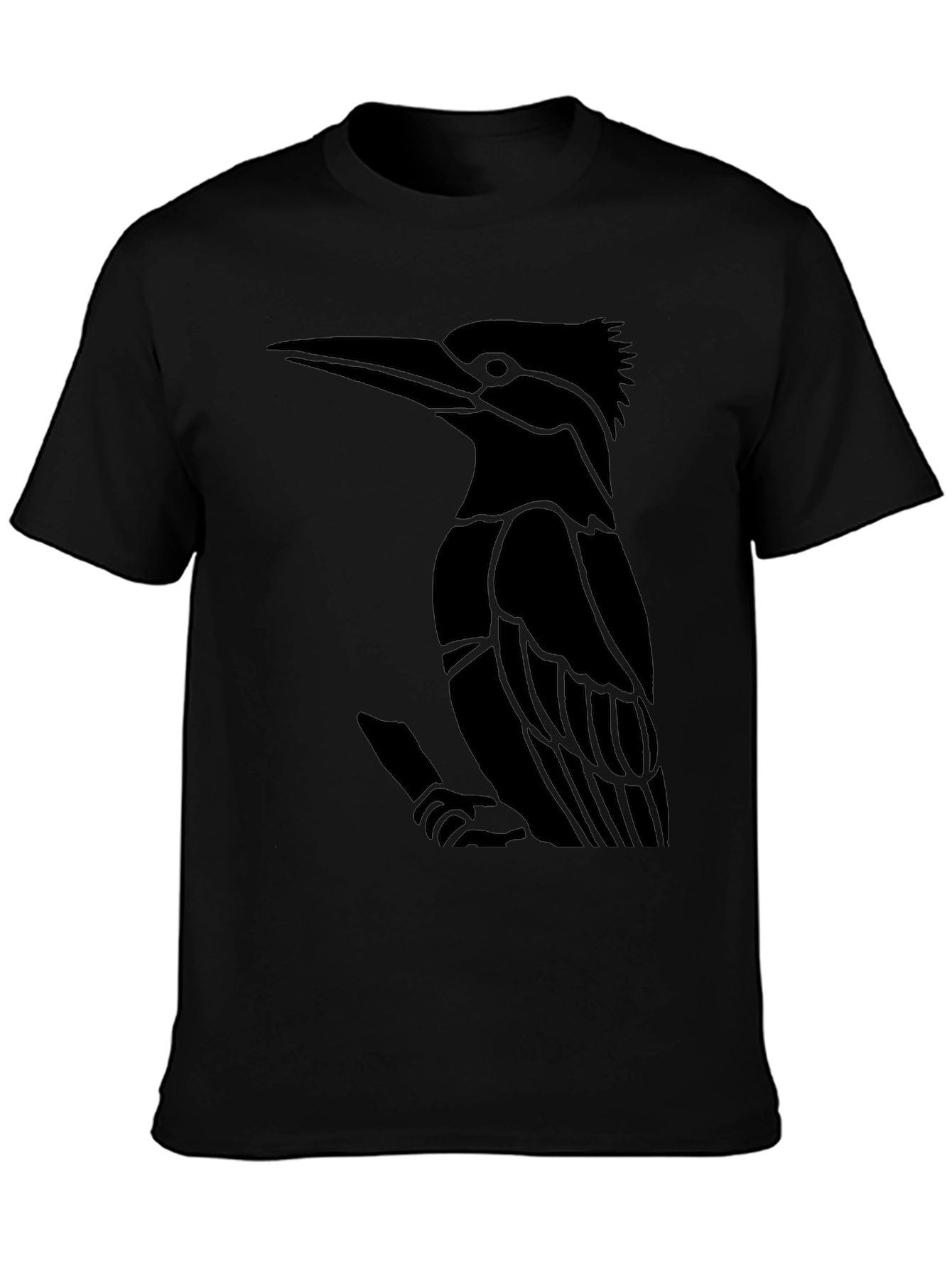 Black T-Shirt with Bird Graphic