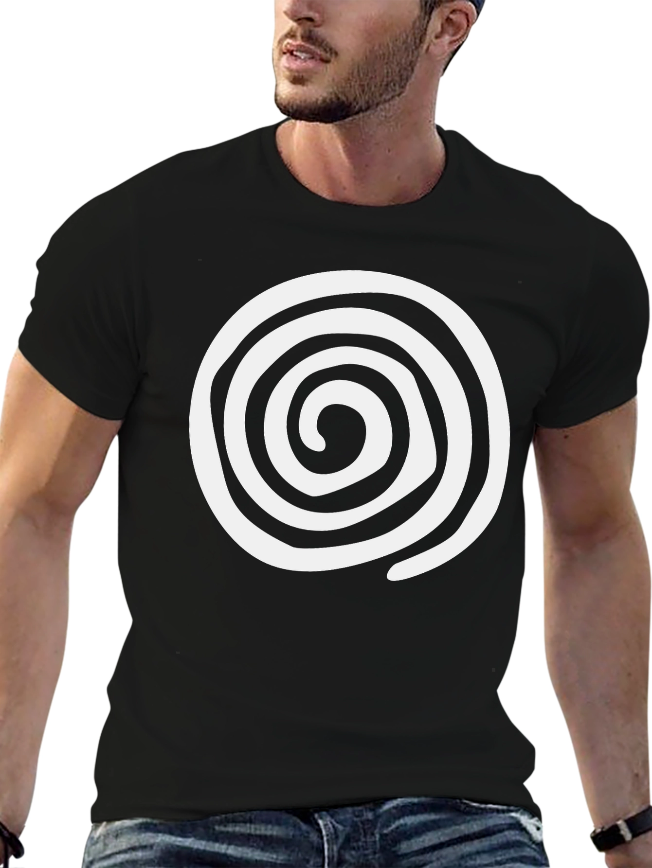 Spiral Graphic Black T-Shirt - Casual Cotton Tee
