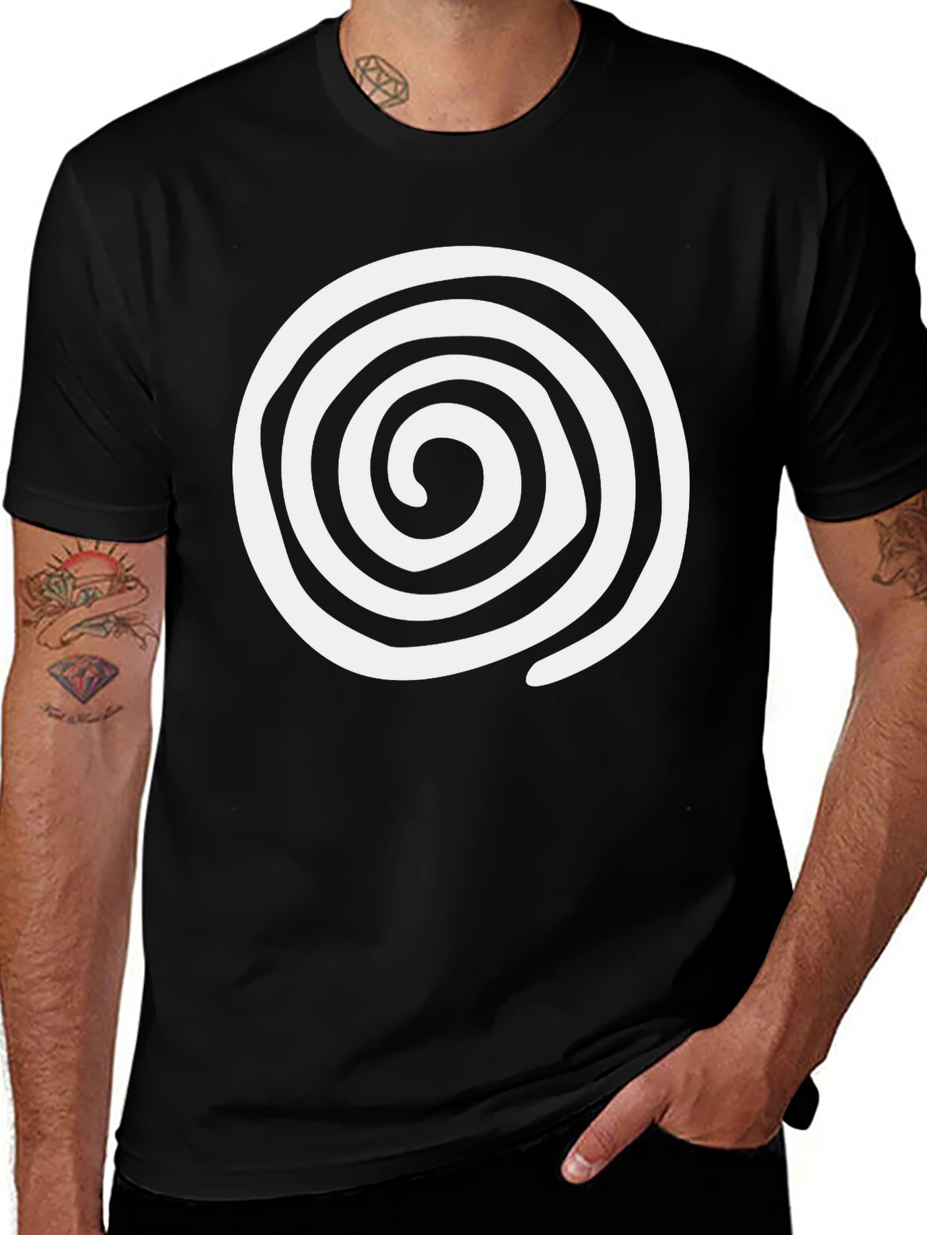 Spiral Graphic Black T-Shirt - Casual Cotton Tee