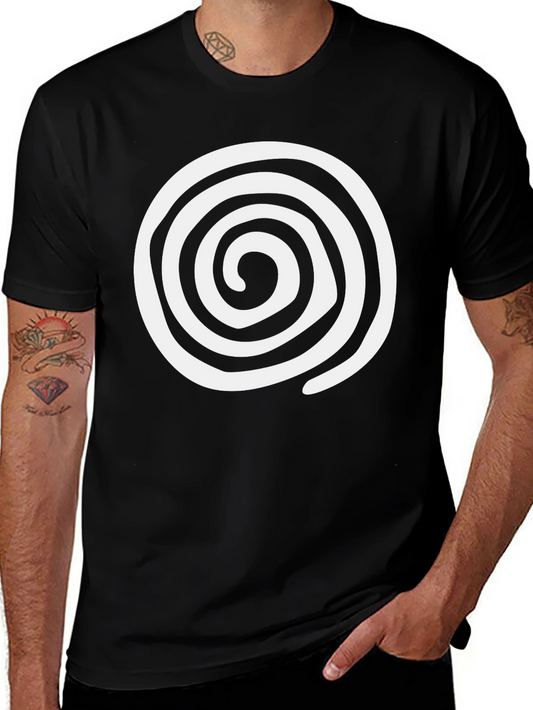 Spiral Graphic Black T-Shirt - Casual Cotton Tee