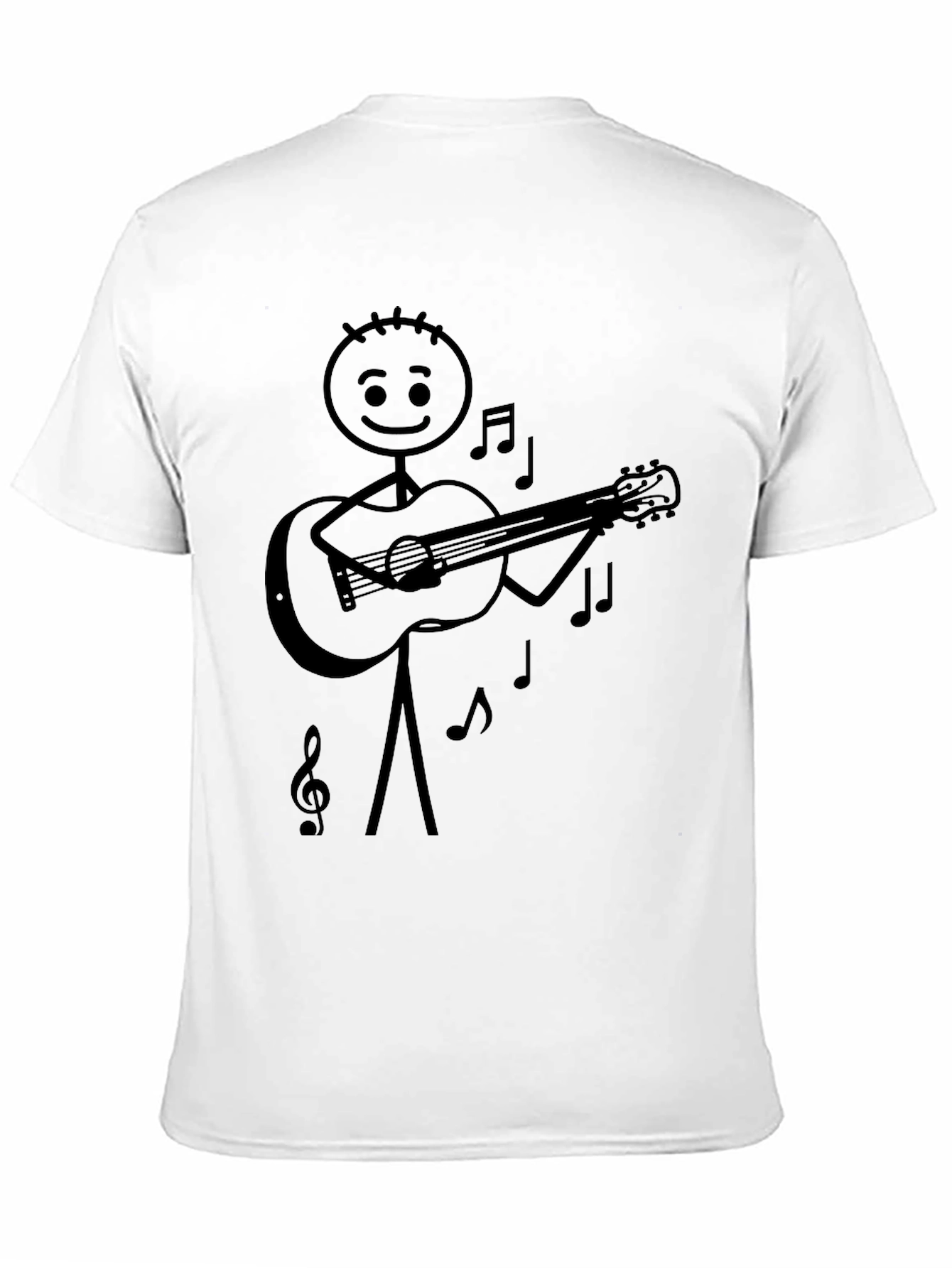 Stick Figure Guitarist Tee - Black Graphic T-Shirt