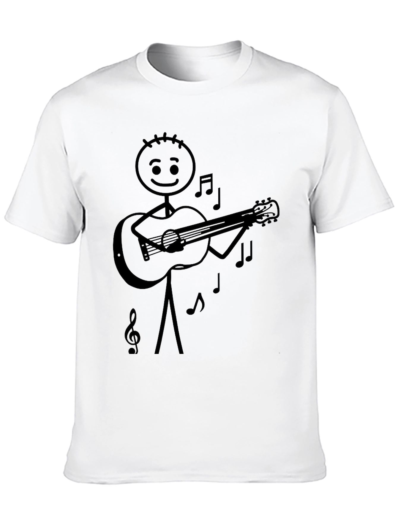 Stick Figure Guitarist Tee - Black Graphic T-Shirt