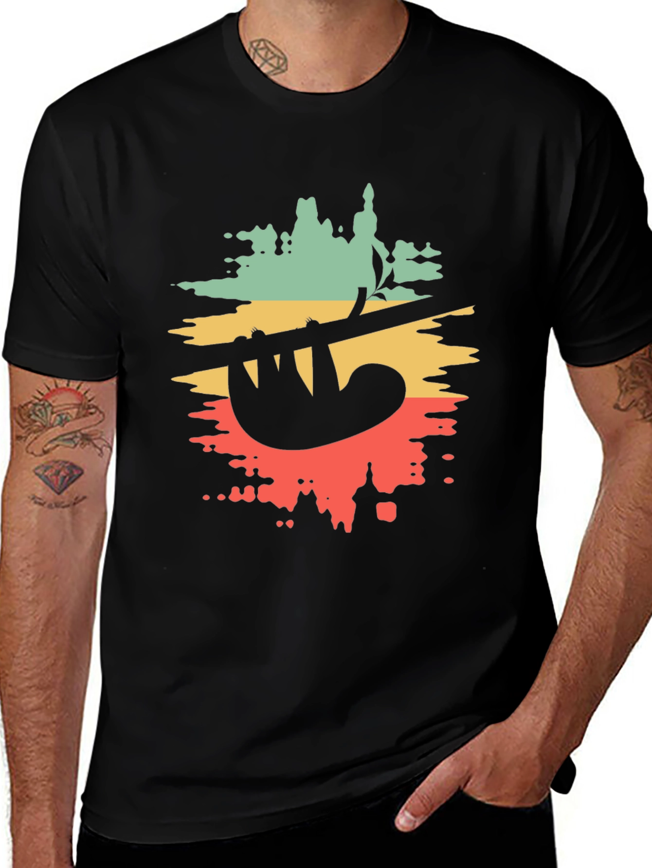 Retro Sloth Graphic Tee - Cool Relaxed Style