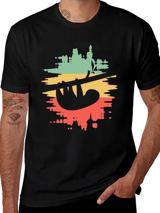 Retro Sloth Graphic Tee - Cool Relaxed Style