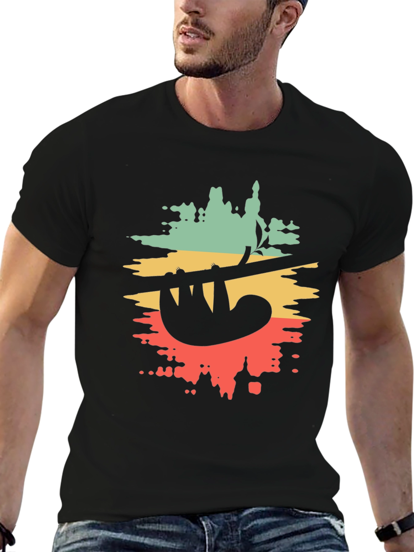 Retro Sloth Graphic Tee - Cool Relaxed Style