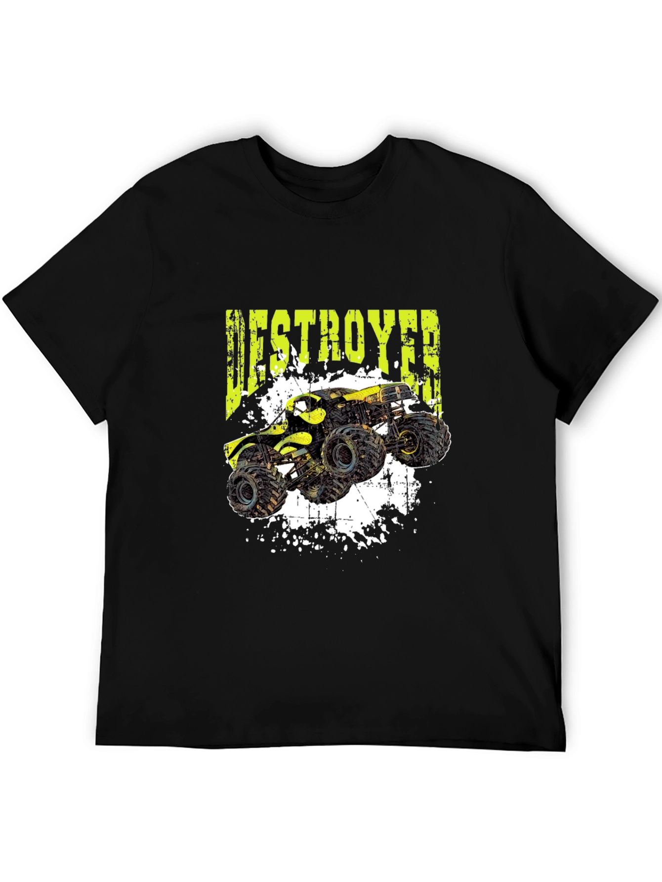 Monster Truck Destroyer Graphic T-Shirt - Black