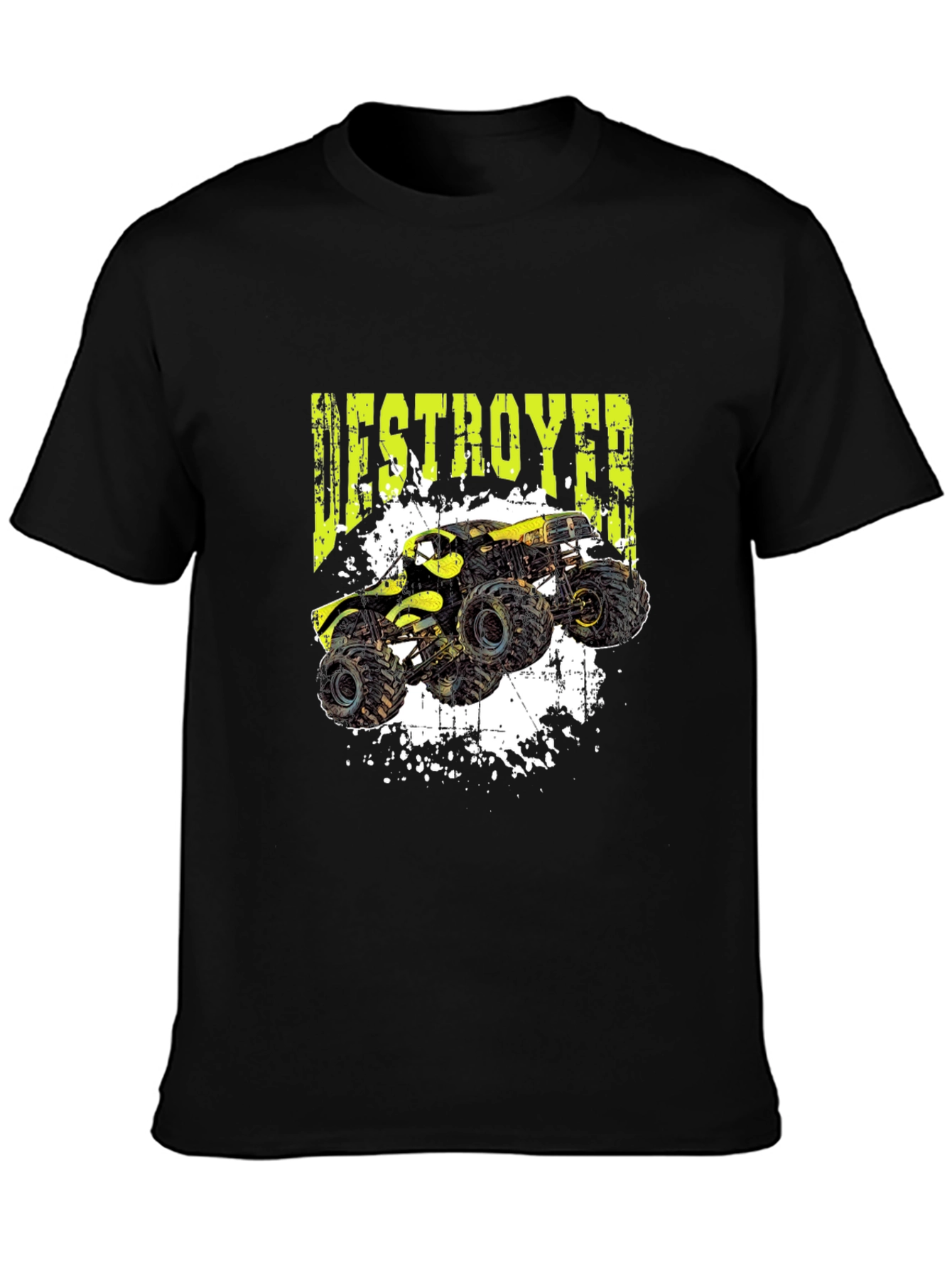 Monster Truck Destroyer Graphic T-Shirt - Black