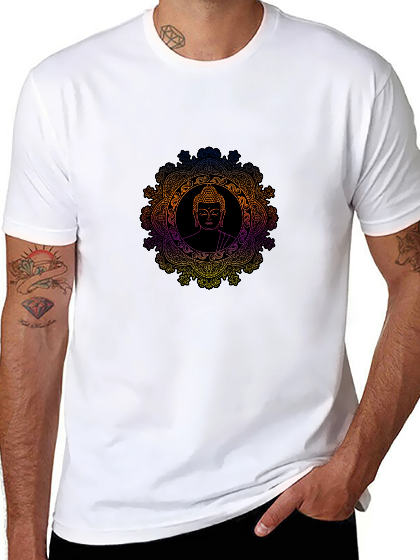 Buddha Mandala Graphic Black T-Shirt
