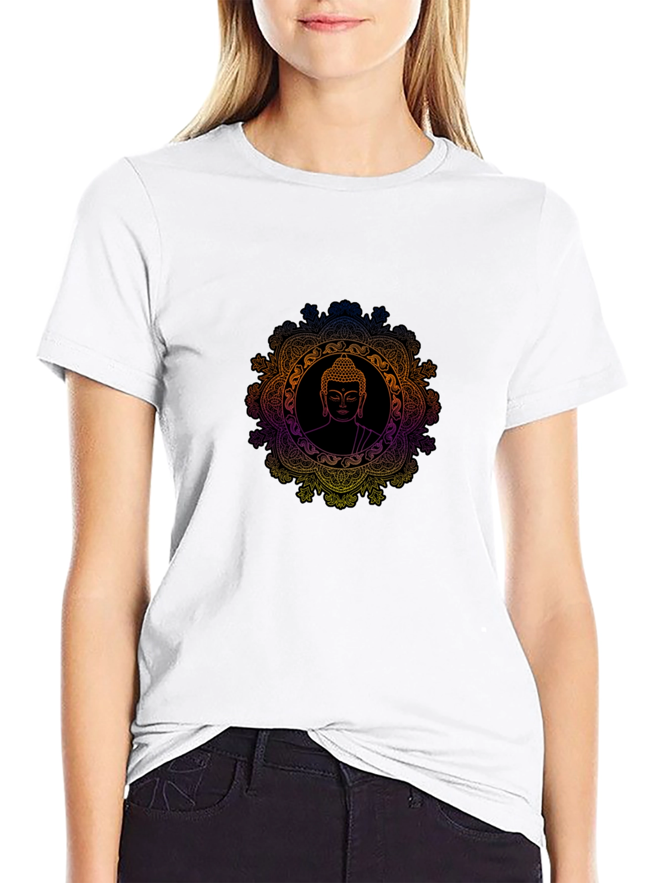 Buddha Mandala Graphic Black T-Shirt