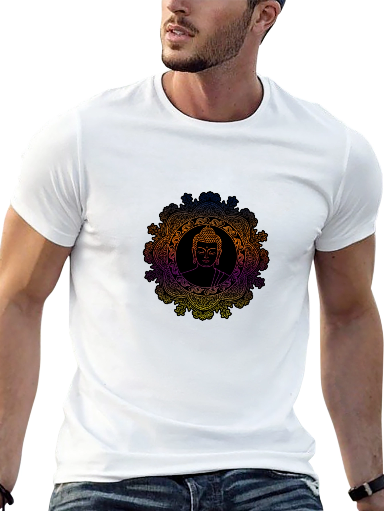 Buddha Mandala Graphic Black T-Shirt