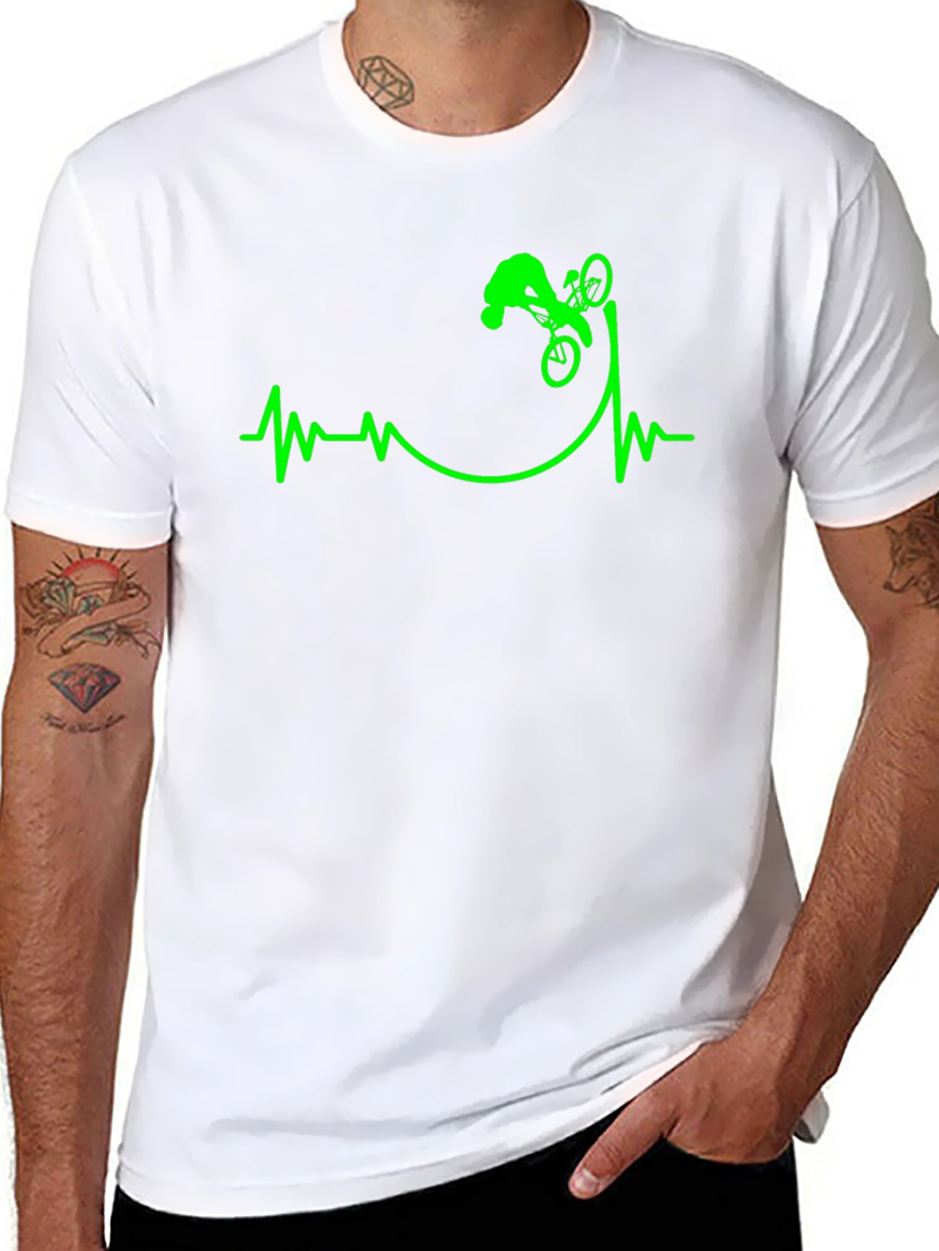 Mountain Bike Heartbeat T-Shirt - Black