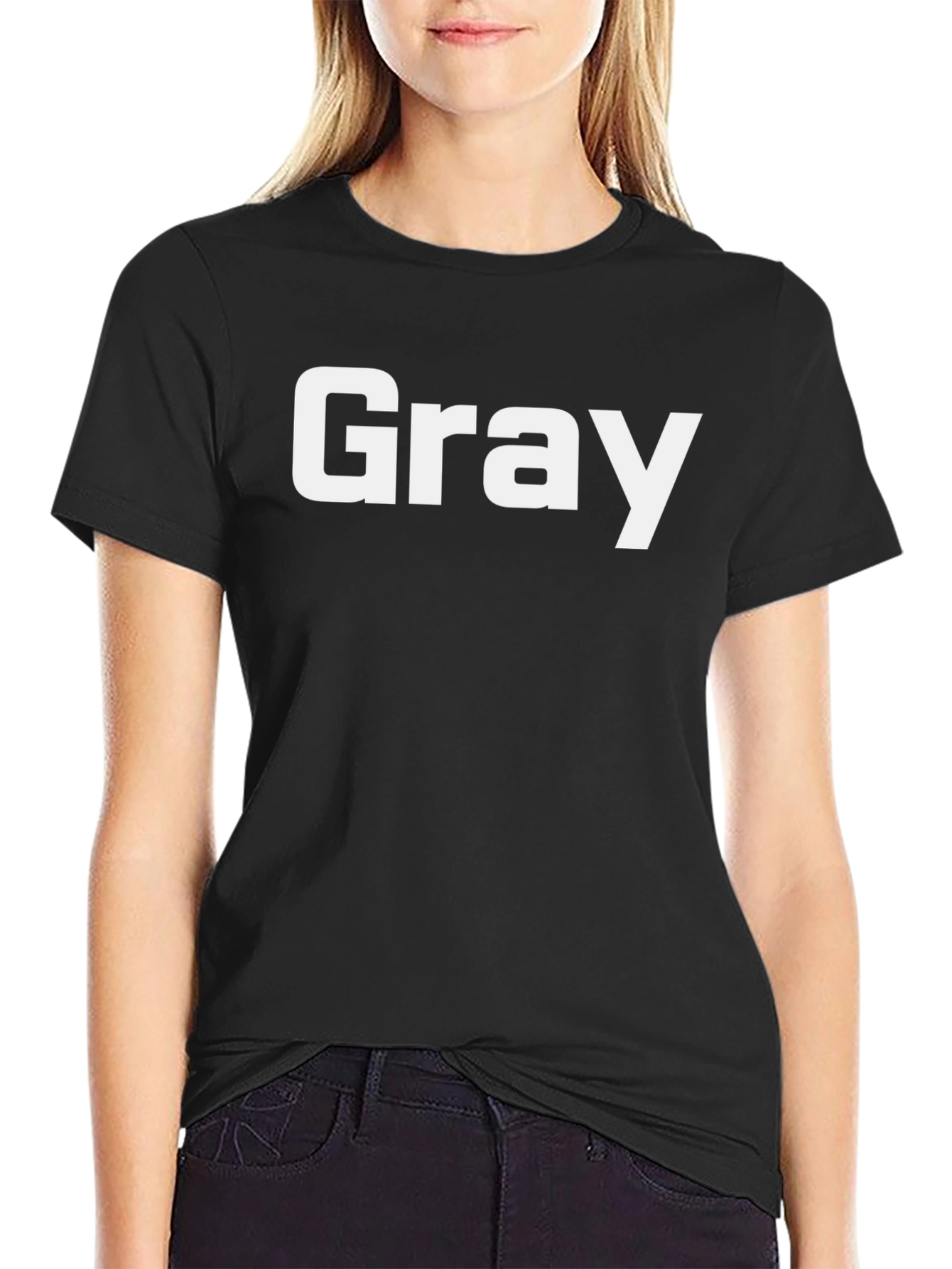 Gray Text Black T-Shirt