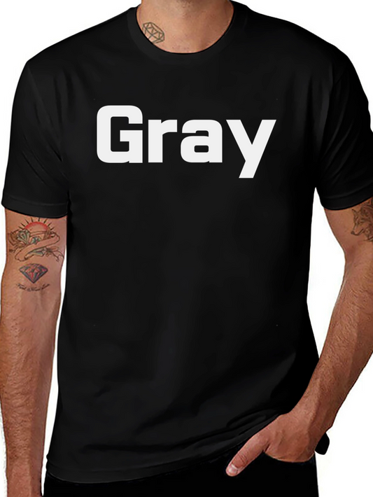 Gray Text Black T-Shirt