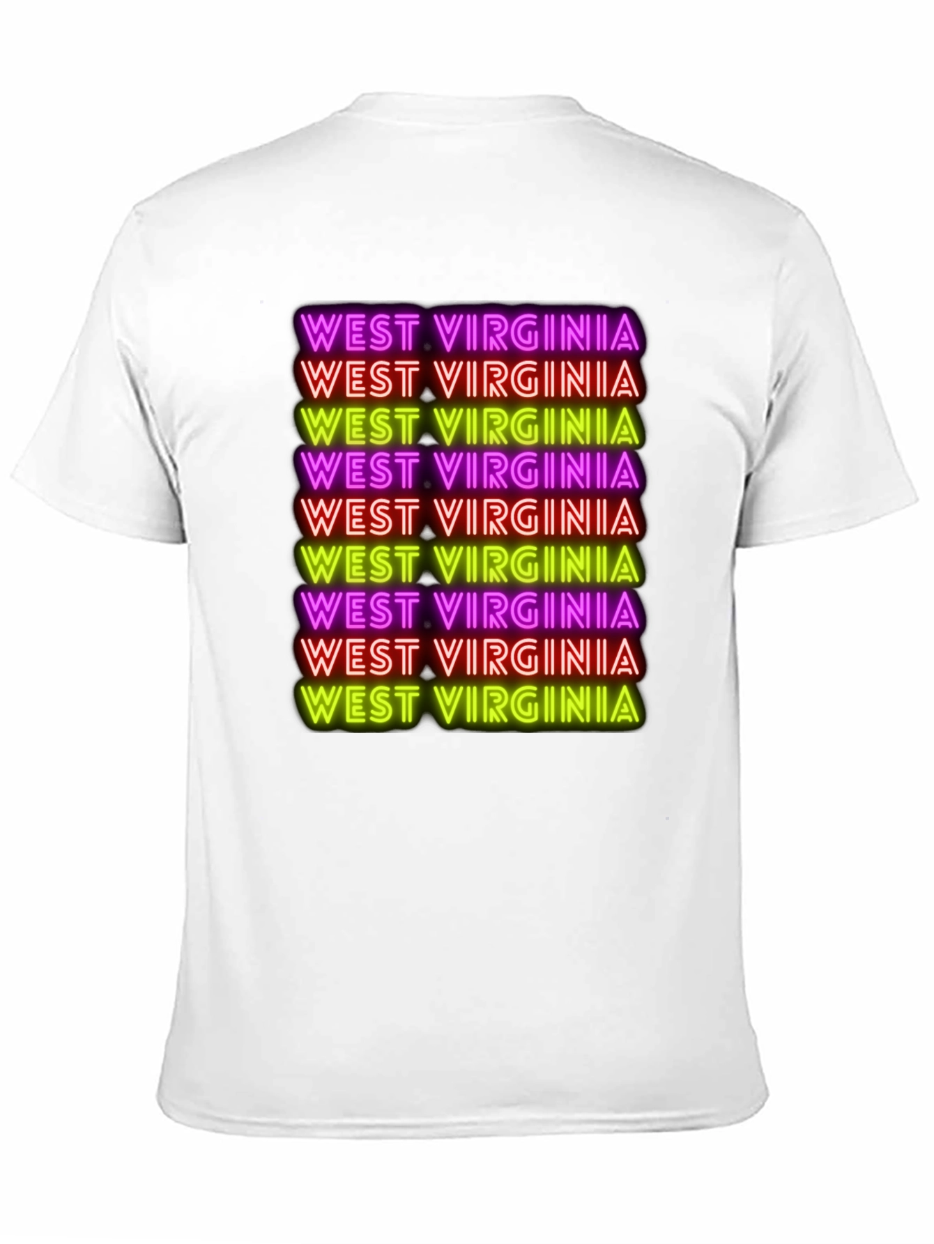 West Virginia Neon Text Black T-Shirt