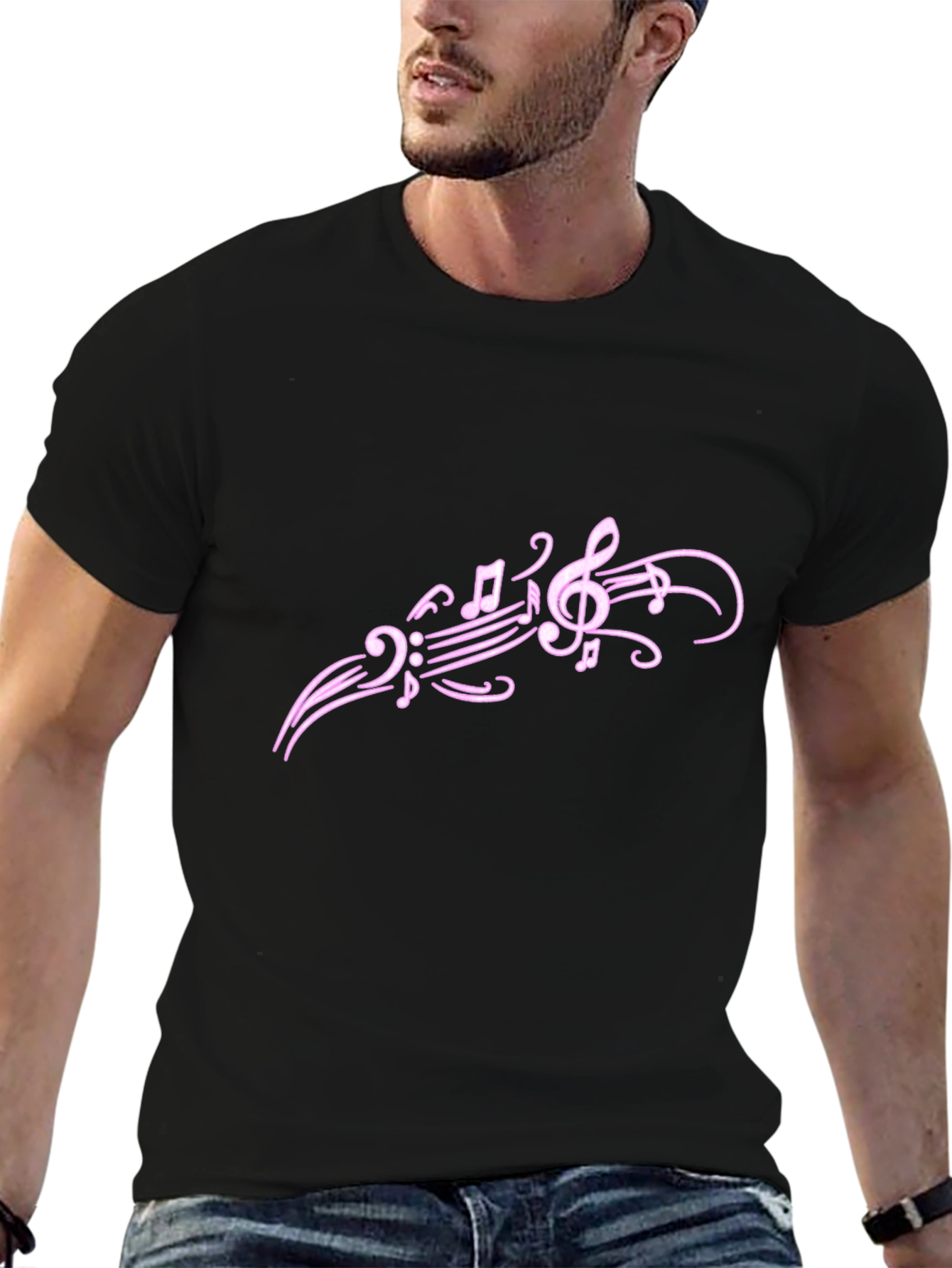 Musical Note Graphic Tee - Trendy Black T-Shirt