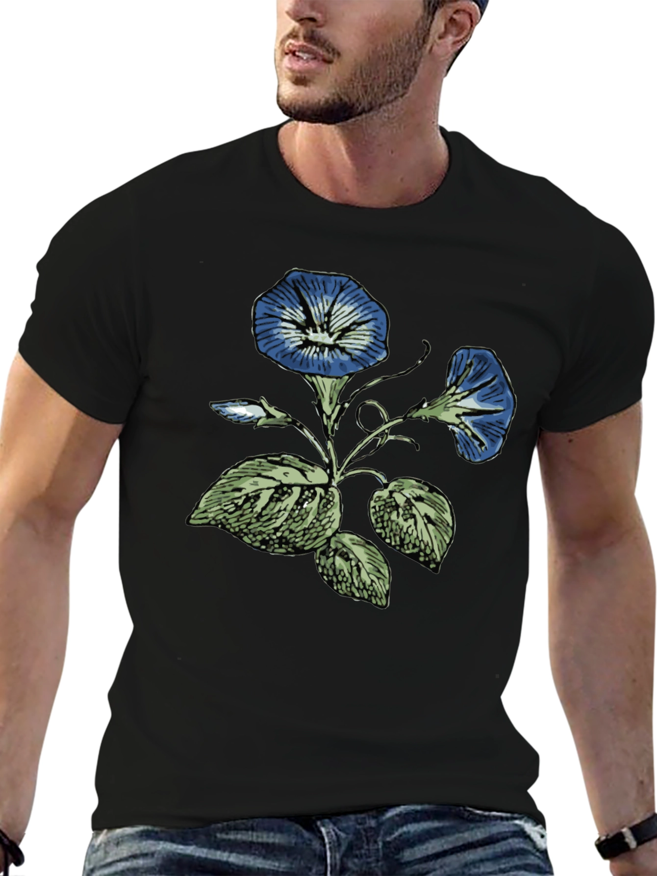 Botanical Blue Flowers Graphic T-Shirt