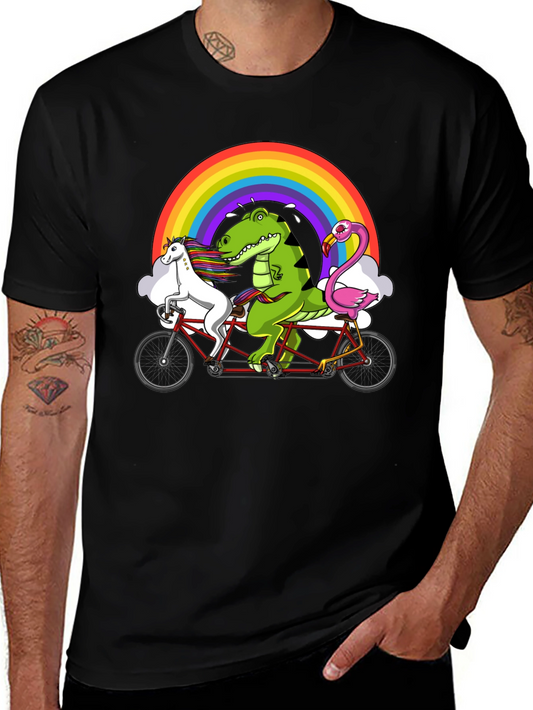 Tandem Bike T-Shirt: Unicorn Dinosaur Flamingo Design